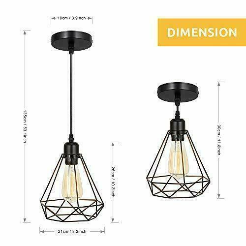 Industrial Metal Geometric Cage Pendant Light in black, showcasing its unique geometric design and durable metal construction.