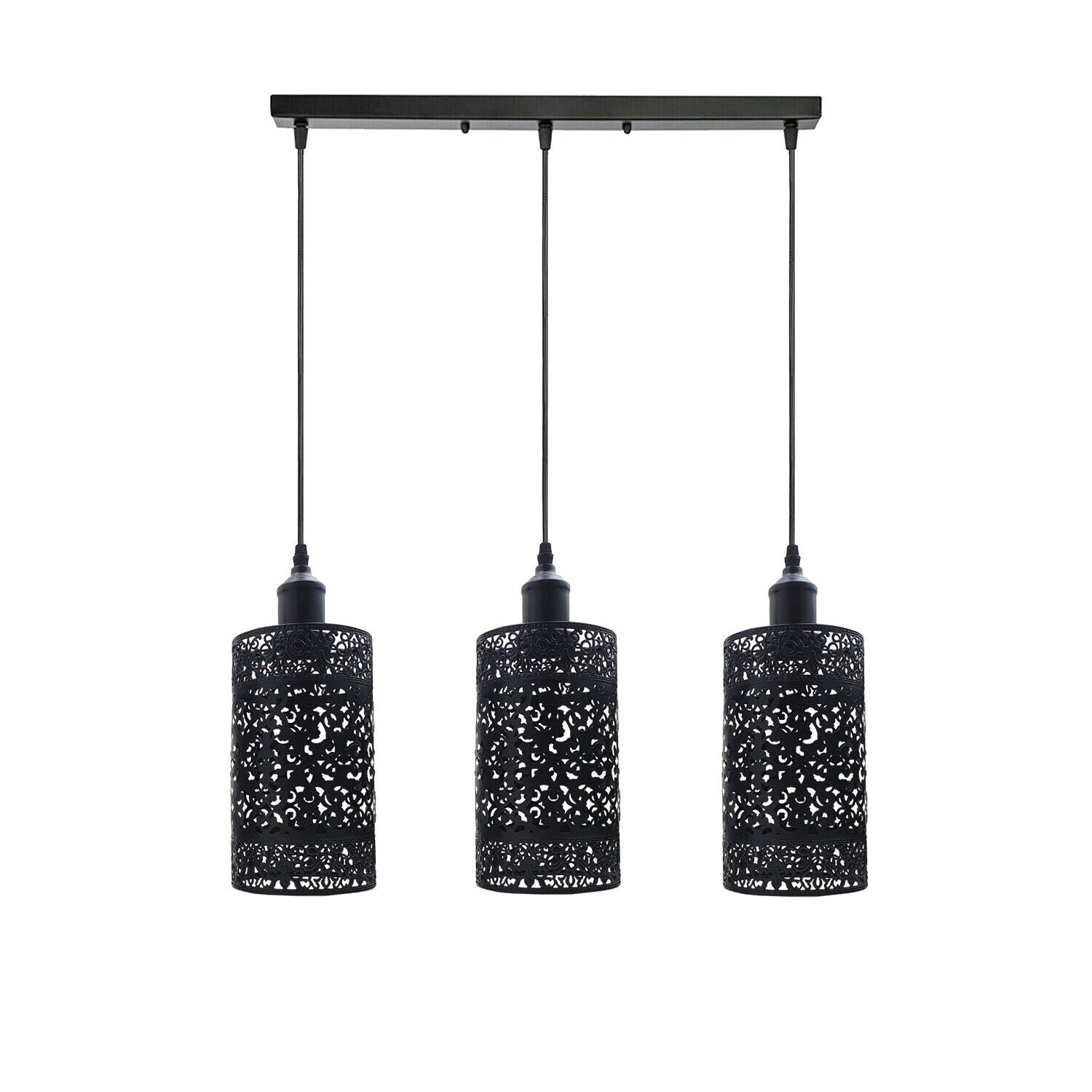 Industrial Modern 3 Way Retro Brushed Silver Cage Ceiling Hanging light with three E27 lamp holders and a stylish vintage design.