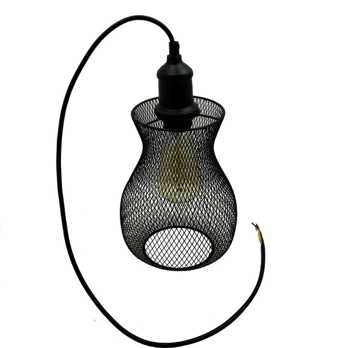 Industrial Modern Vintage Triple Ceiling Pendant Lights with three light holders and black metal finish, ideal for home and commercial use.