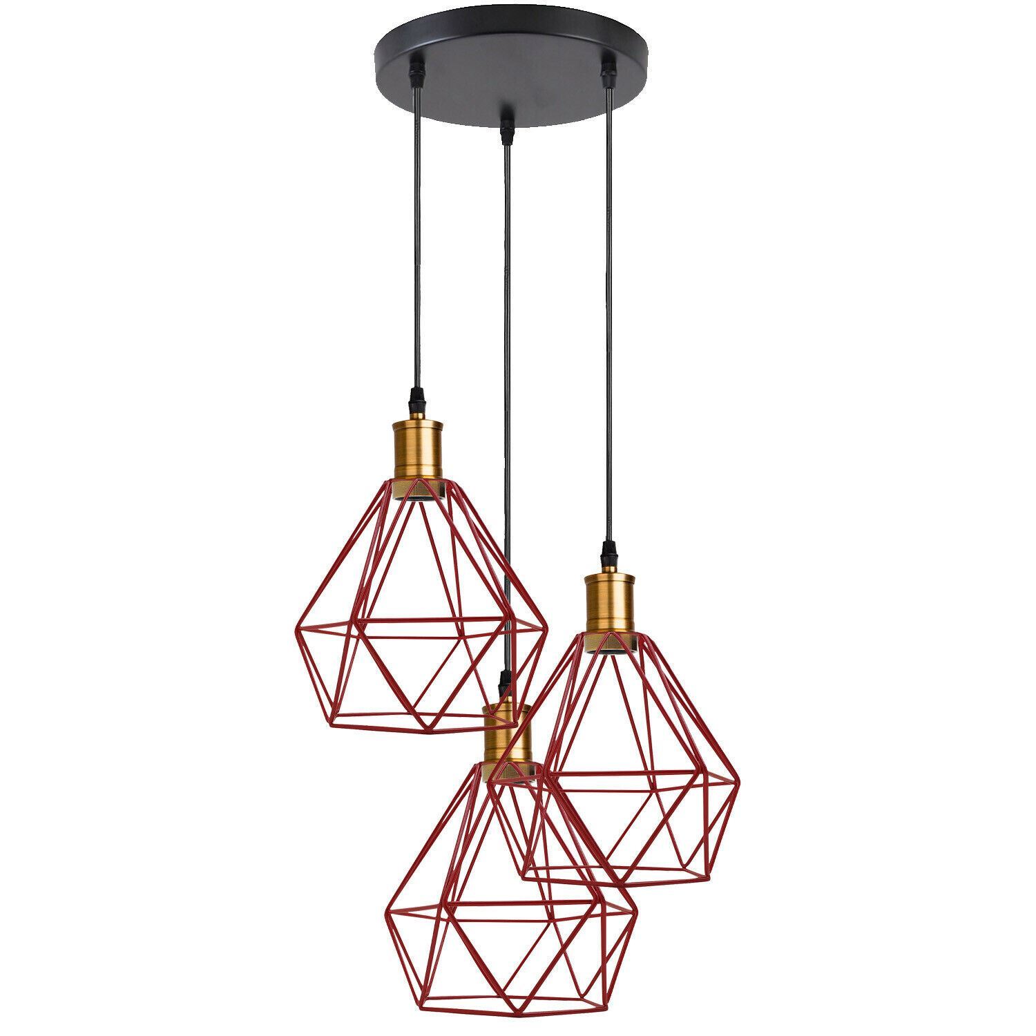 Industrial Retro style 3-Light Pendant lights with adjustable cords in various colors, showcasing a unique design suitable for home and commercial use.