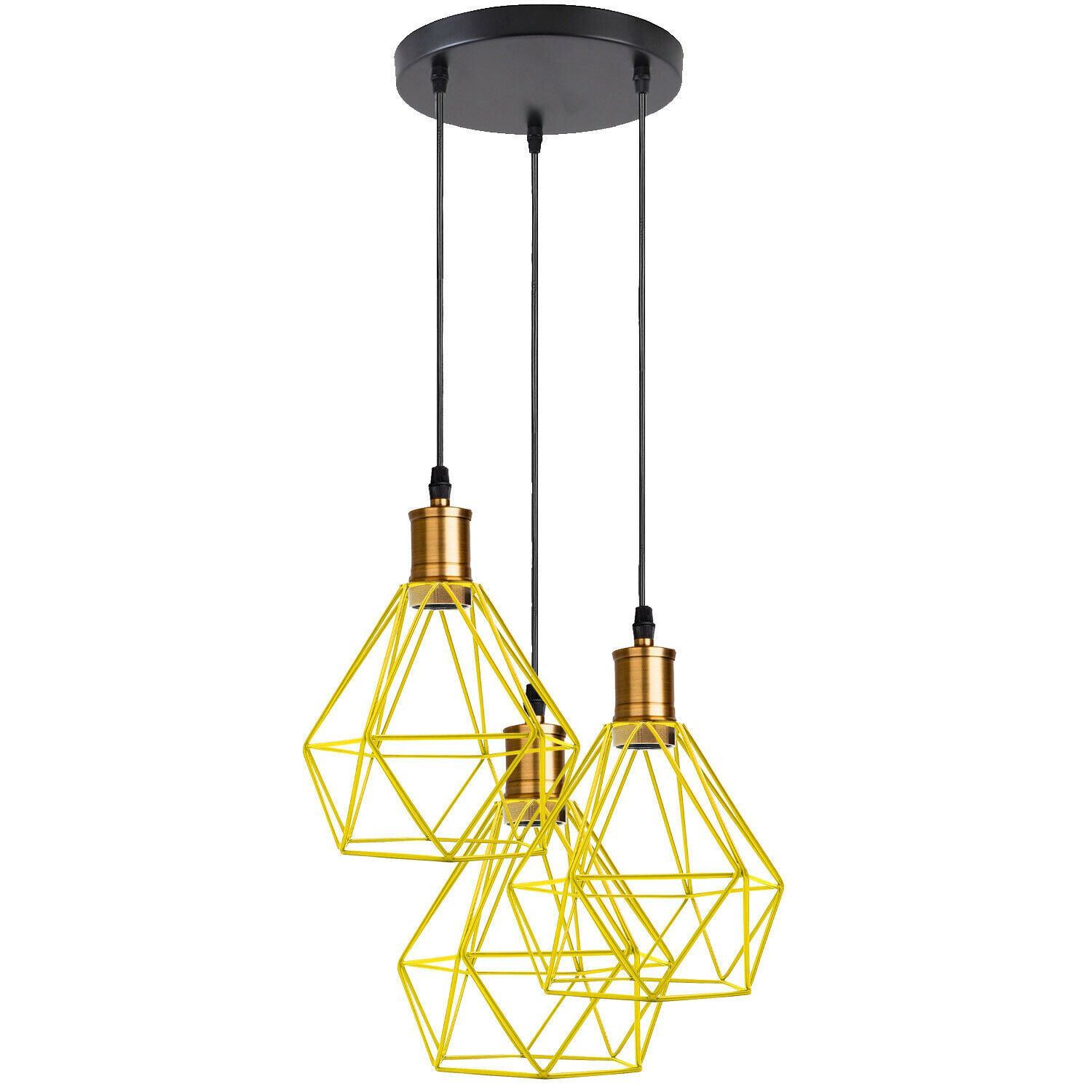 Industrial Retro style 3-Light Pendant lights with adjustable cords in various colors, showcasing a unique design suitable for home and commercial use.