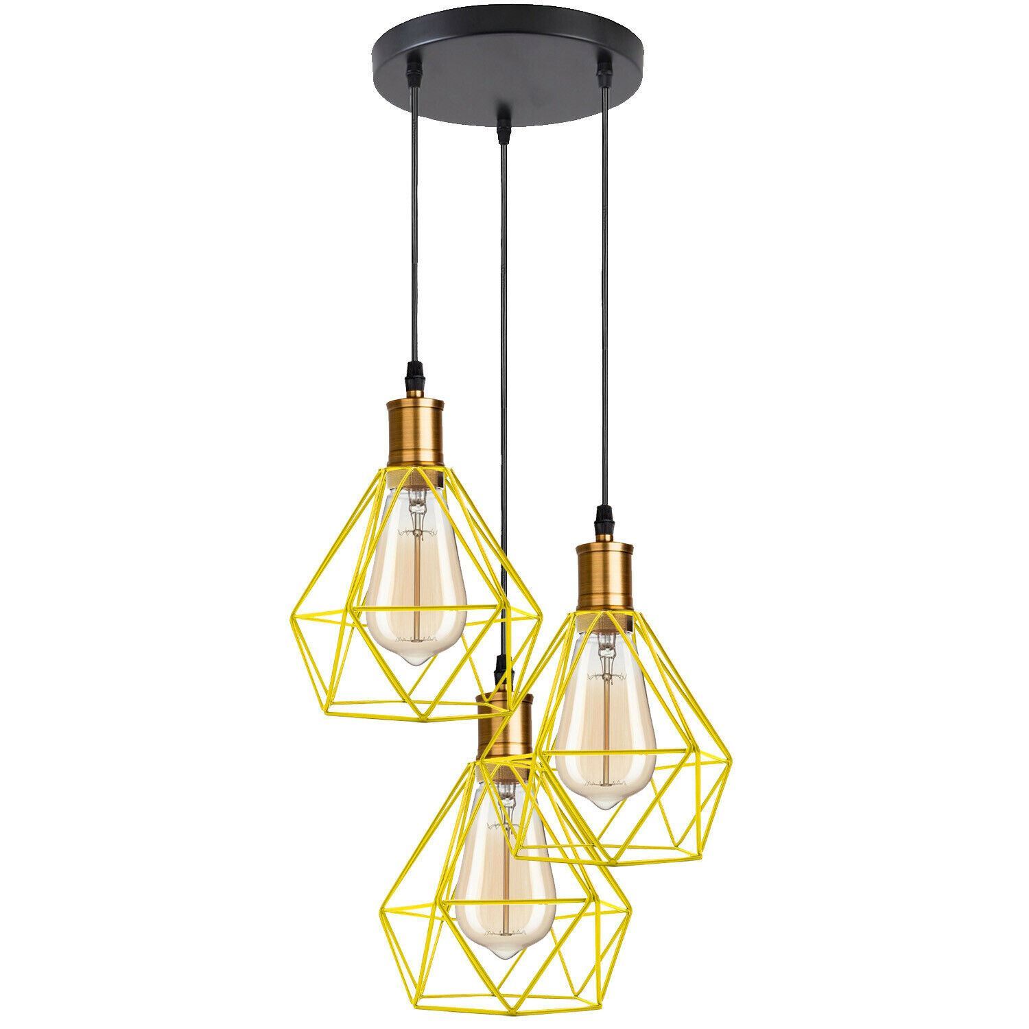 Industrial Retro style 3-Light Pendant lights with adjustable cords in various colors, showcasing a unique design suitable for home and commercial use.