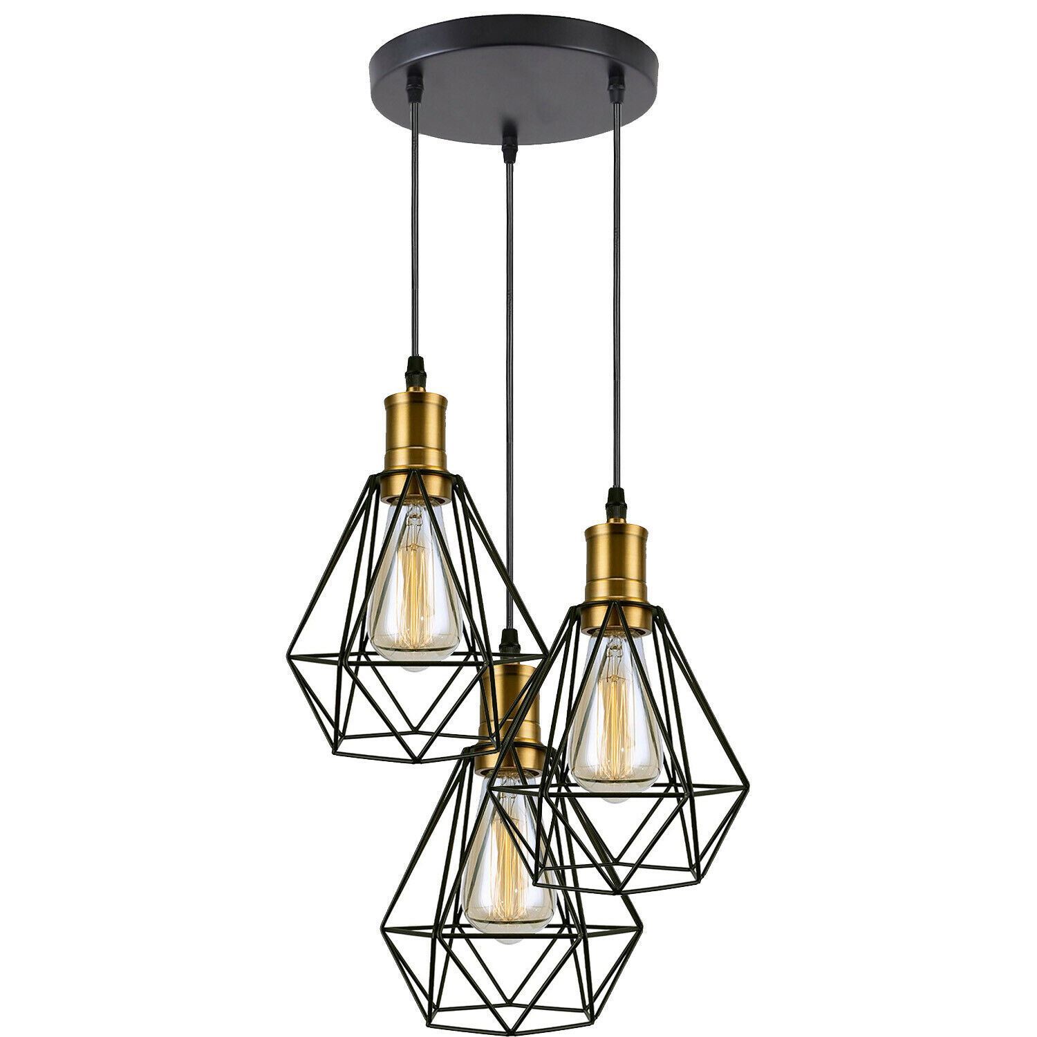 Industrial Retro style 3-Light Pendant lights with adjustable cords in various colors, showcasing a unique design suitable for home and commercial use.