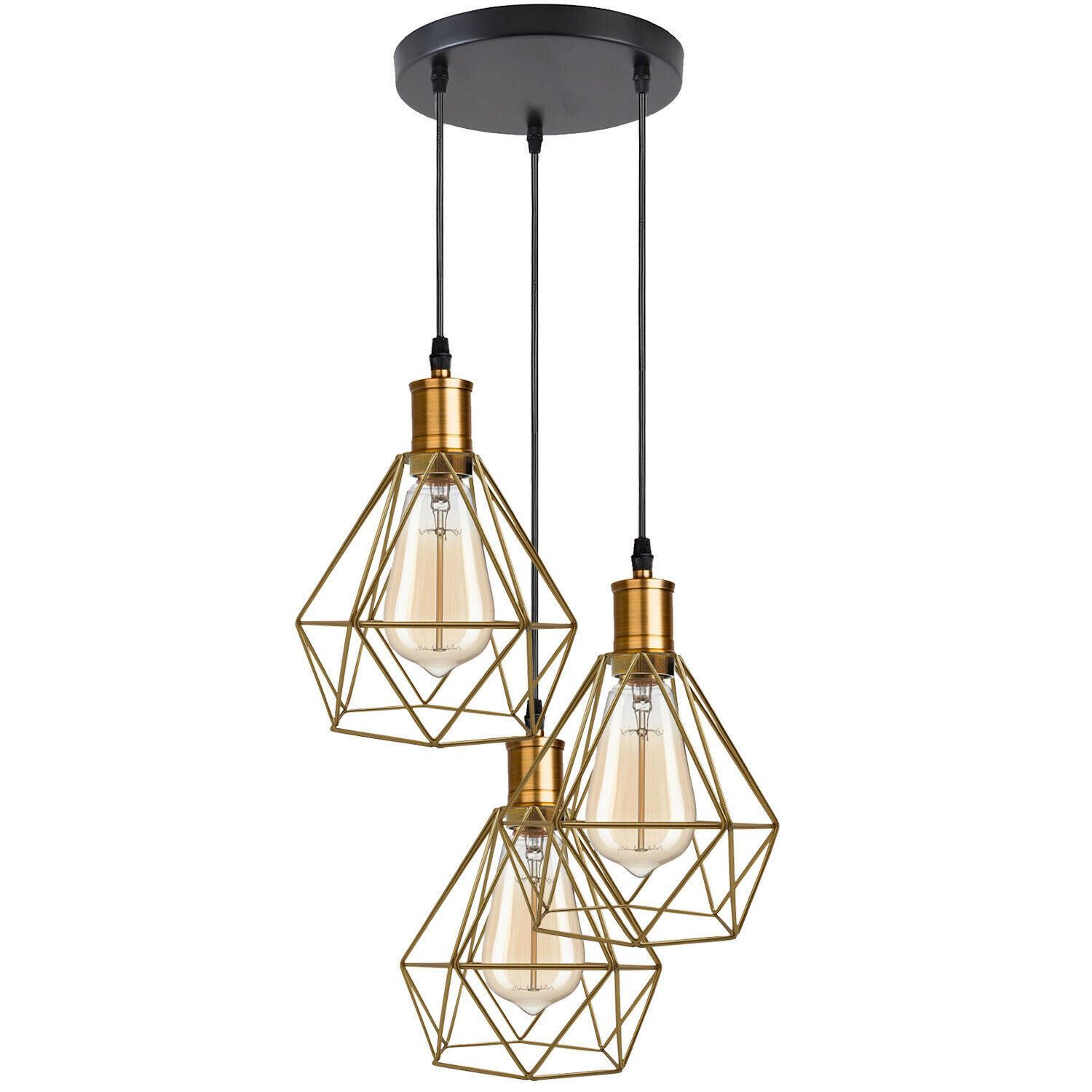 Industrial Retro style 3-Light Pendant lights with adjustable cords in various colors, showcasing a unique design suitable for home and commercial use.