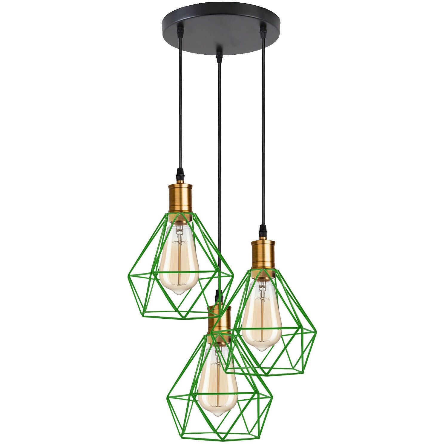 Industrial Retro style 3-Light Pendant lights with adjustable cords in various colors, showcasing a unique design suitable for home and commercial use.