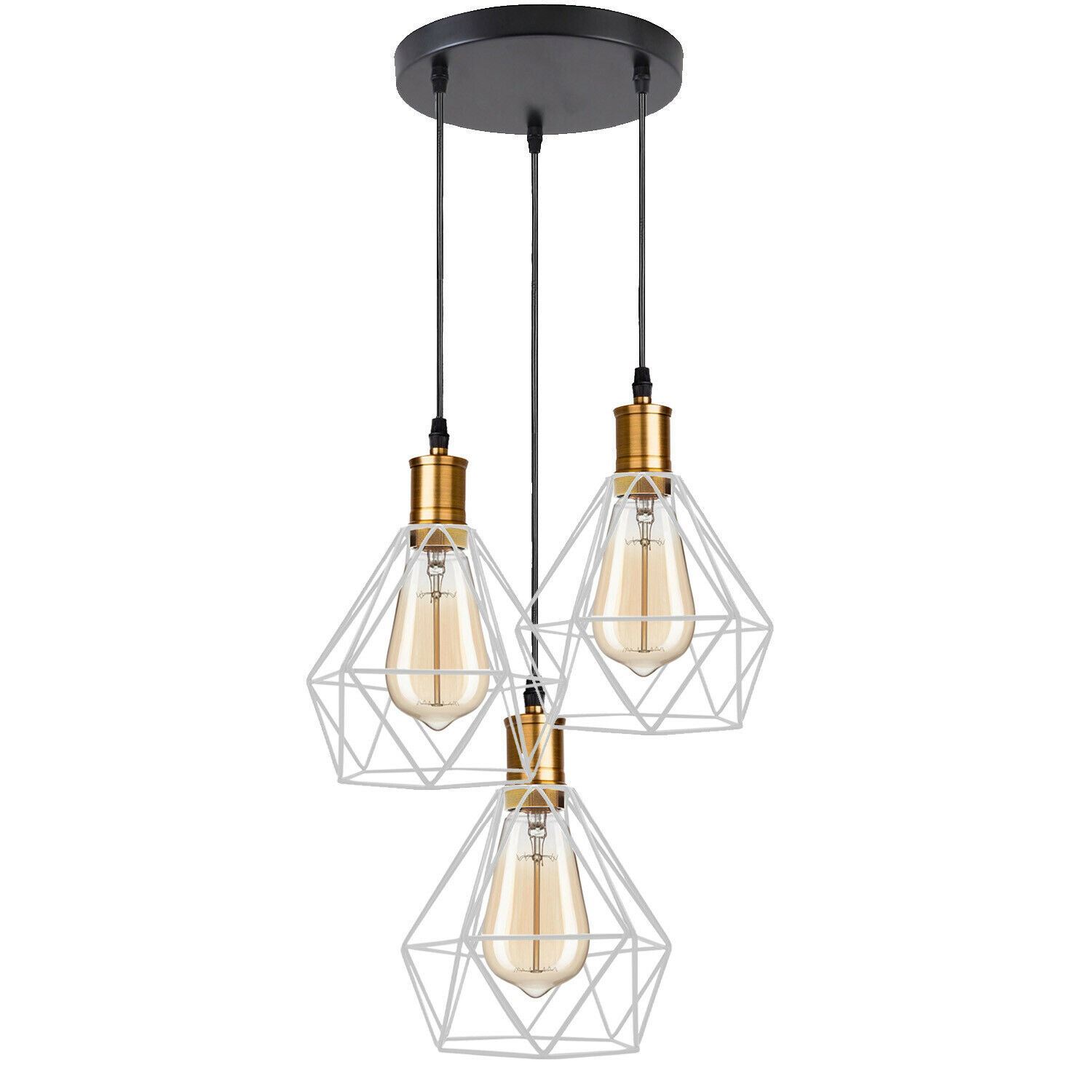 Industrial Retro style 3-Light Pendant lights with adjustable cords in various colors, showcasing a unique design suitable for home and commercial use.