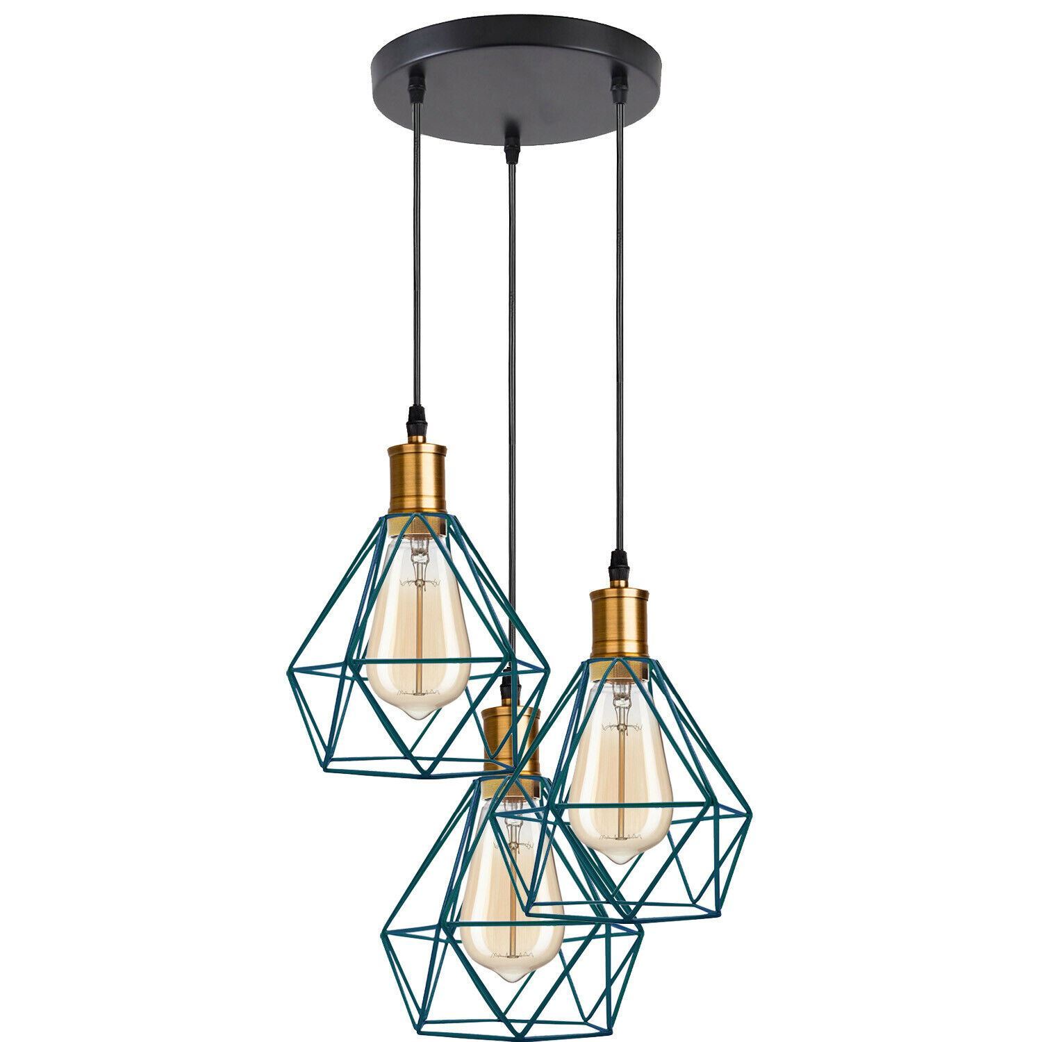 Industrial Retro style 3-Light Pendant lights with adjustable cords in various colors, showcasing a unique design suitable for home and commercial use.