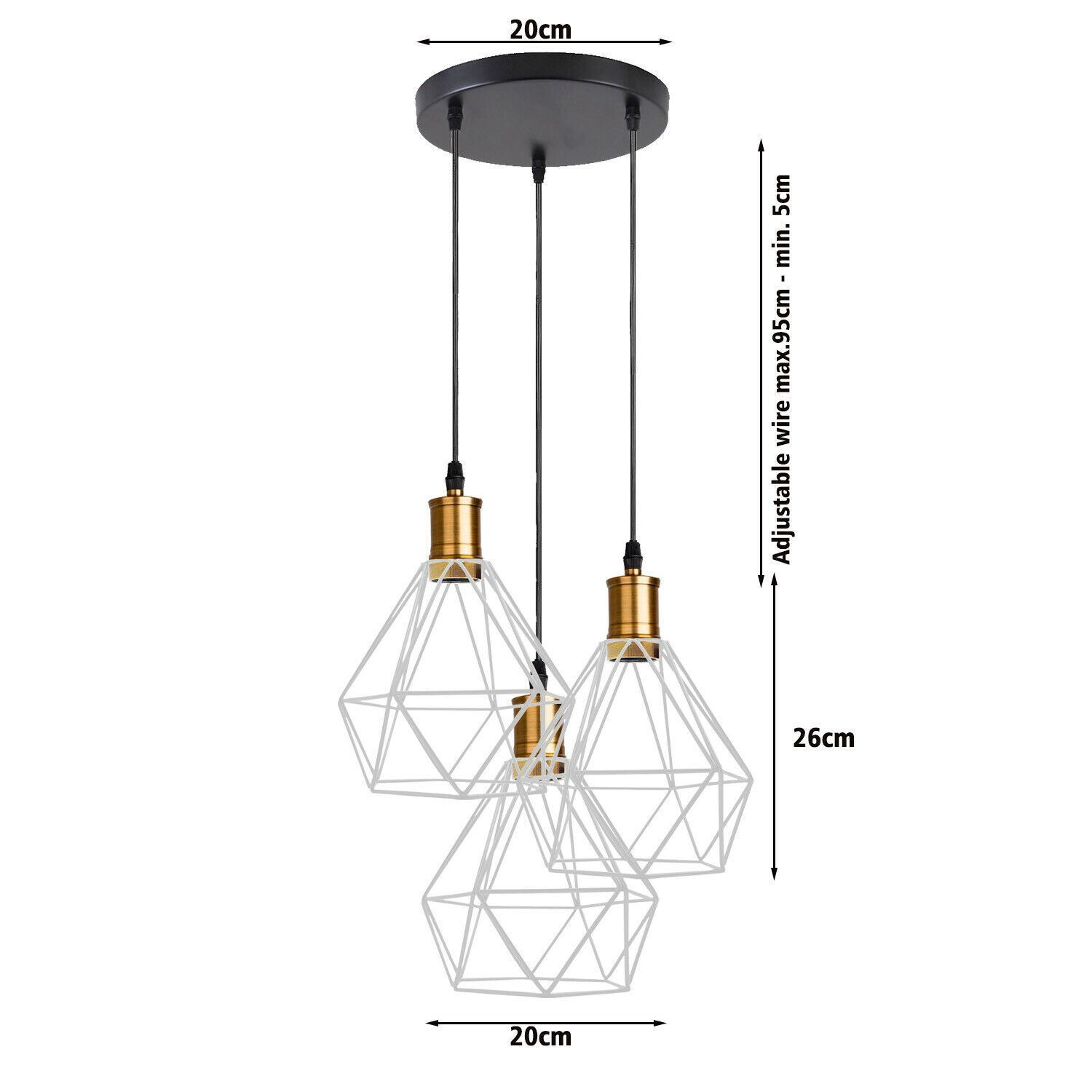 Industrial Retro style 3-Light Pendant lights with adjustable cords in various colors, showcasing a unique design suitable for home and commercial use.