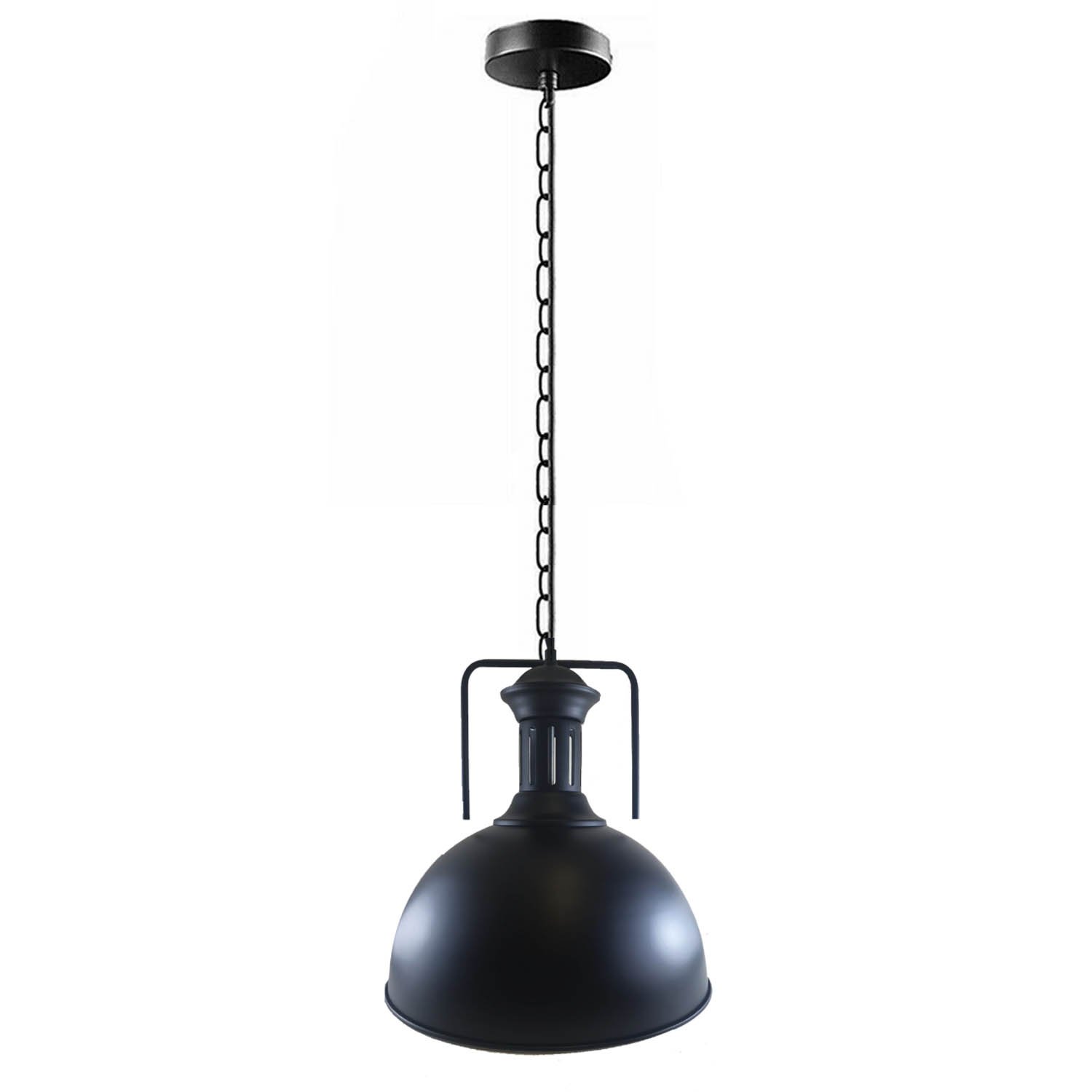 Industrial style ceiling light pendant set with a metal lampshade, featuring an adjustable chain and vintage design, perfect for various indoor settings.