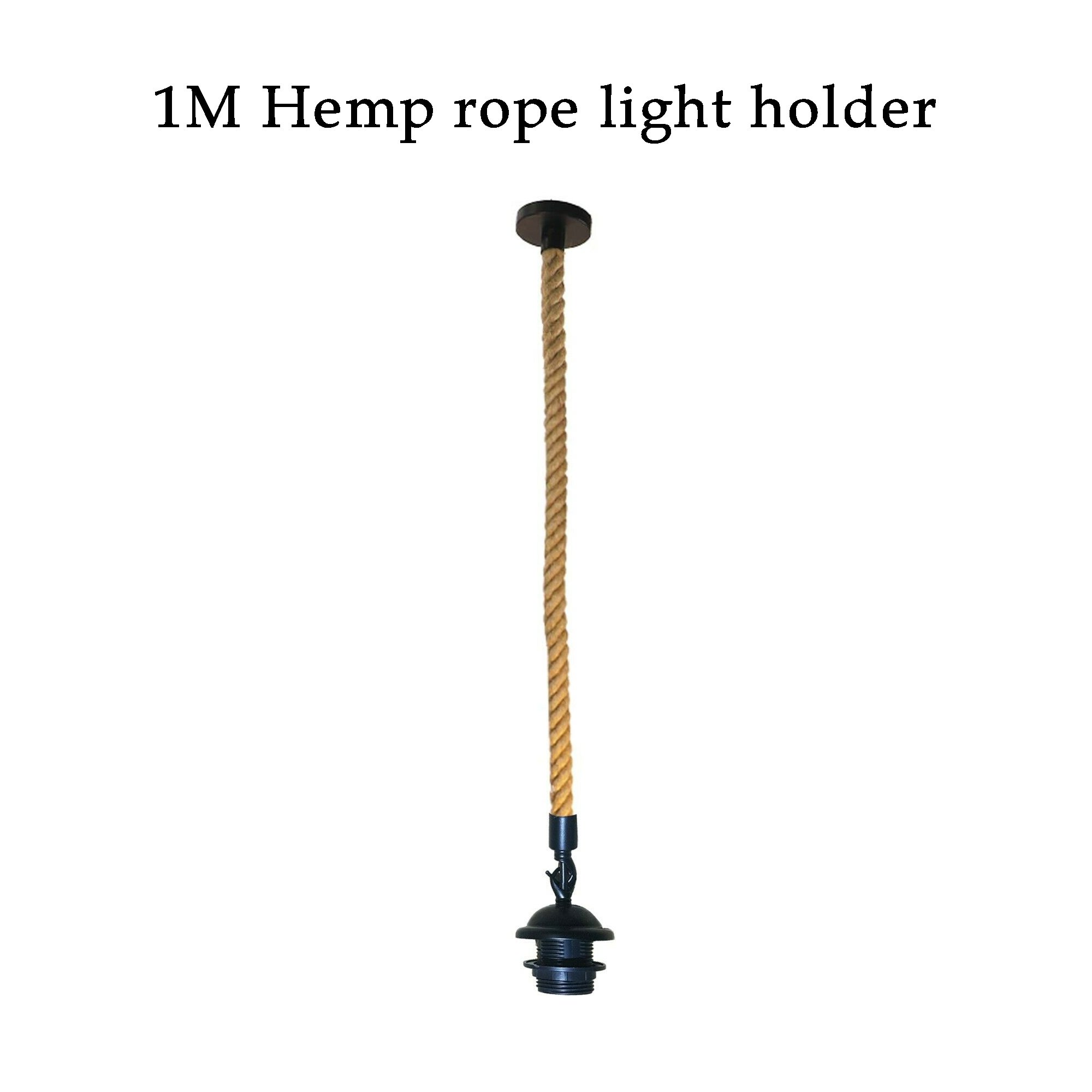 Industrial Vintage Hemp Rope Metal Hanging Pendant Light Holder featuring a glass globe and hemp rope detailing, perfect for rustic and modern interiors.