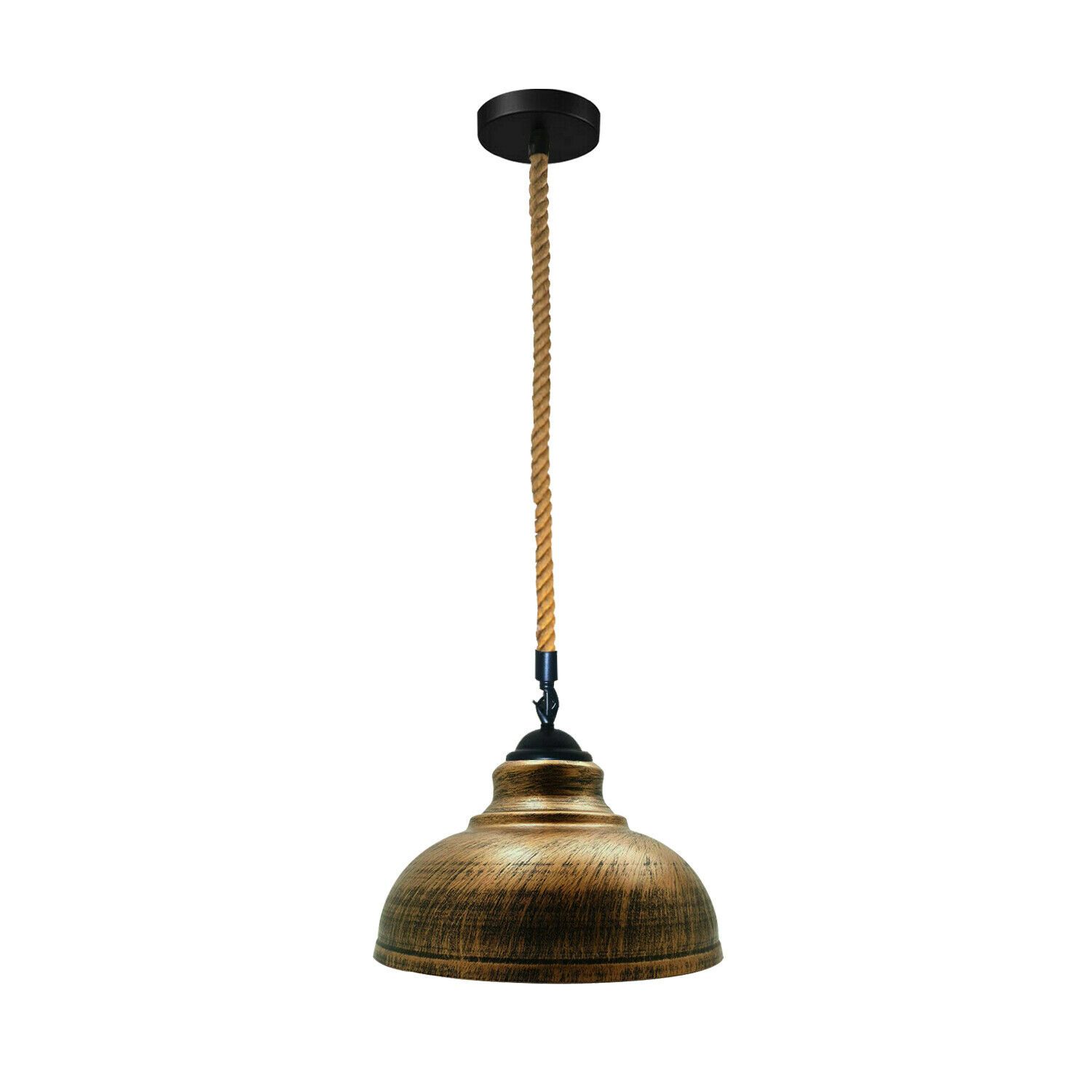 Industrial Vintage Hemp Rope Metal Hanging Pendant Light Holder featuring a glass globe and hemp rope detailing, perfect for rustic and modern interiors.