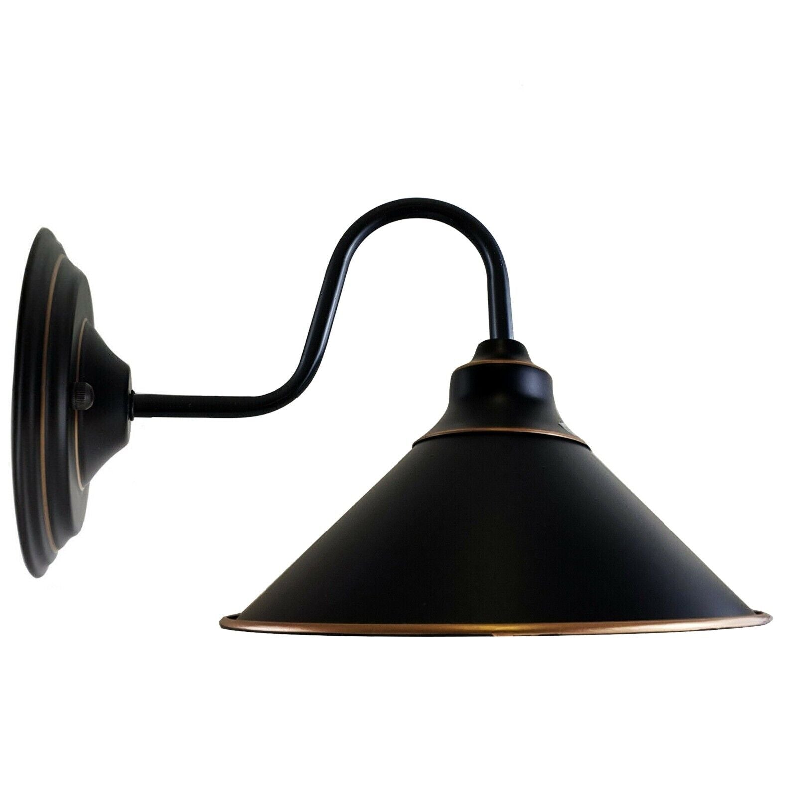 Industrial Vintage Metal Black Wall Lamp with E27 UK holder, showcasing elegant design and durable metal construction.