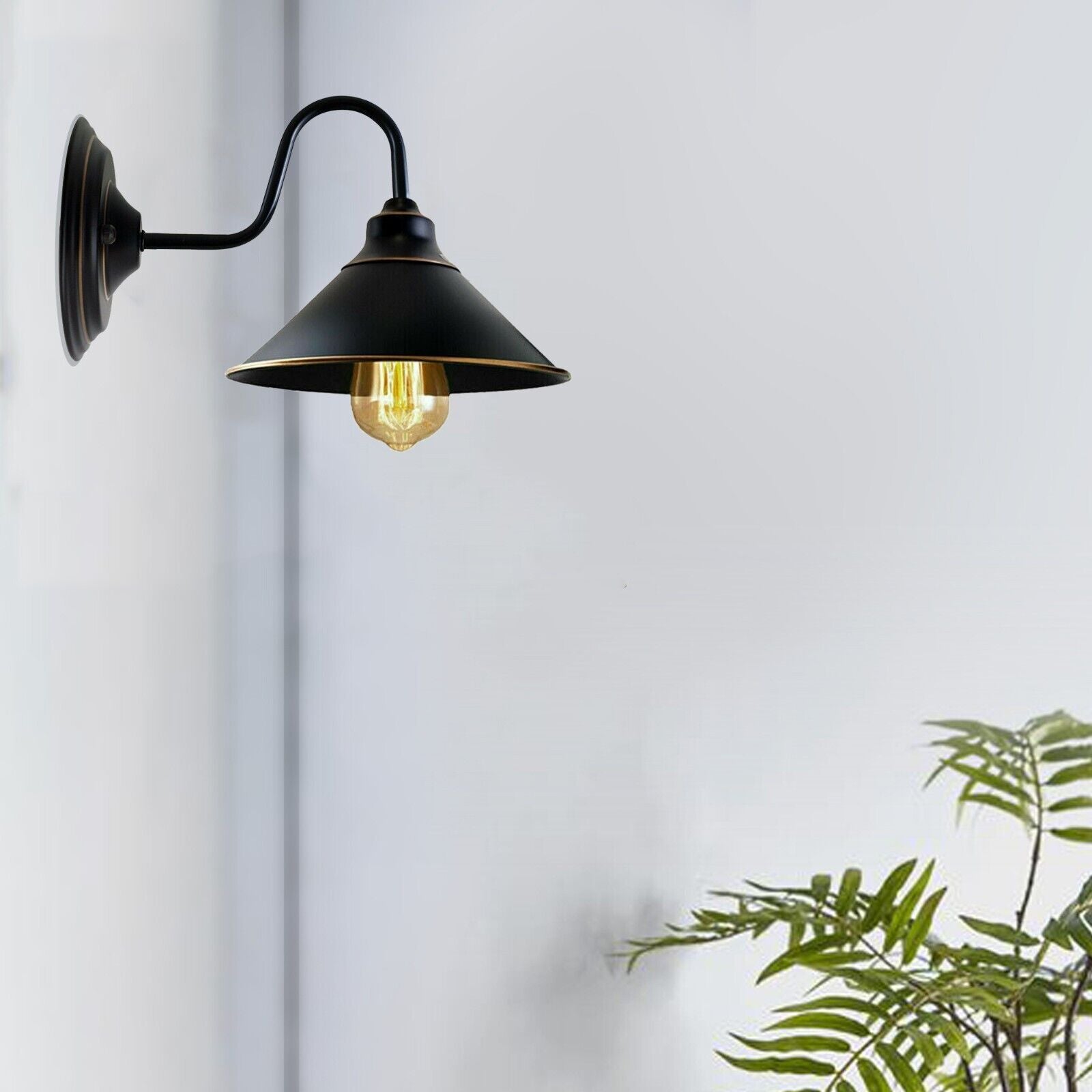 Industrial Vintage Metal Black Wall Lamp with E27 UK holder, showcasing elegant design and durable metal construction.