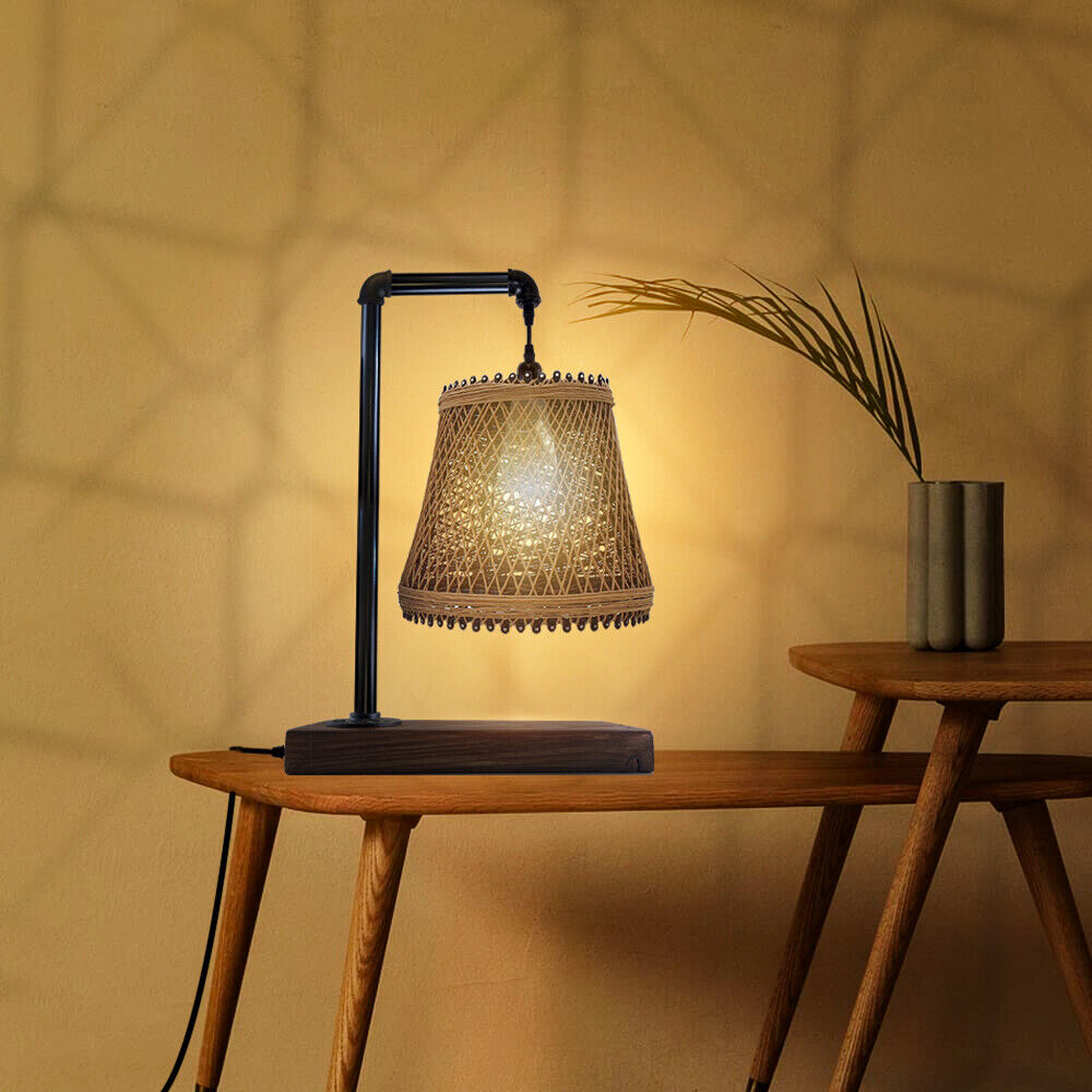 Industrial Vintage Ratio E27 Bedside Table Lamp with a black metal cage design, showcasing its elegant and retro style.