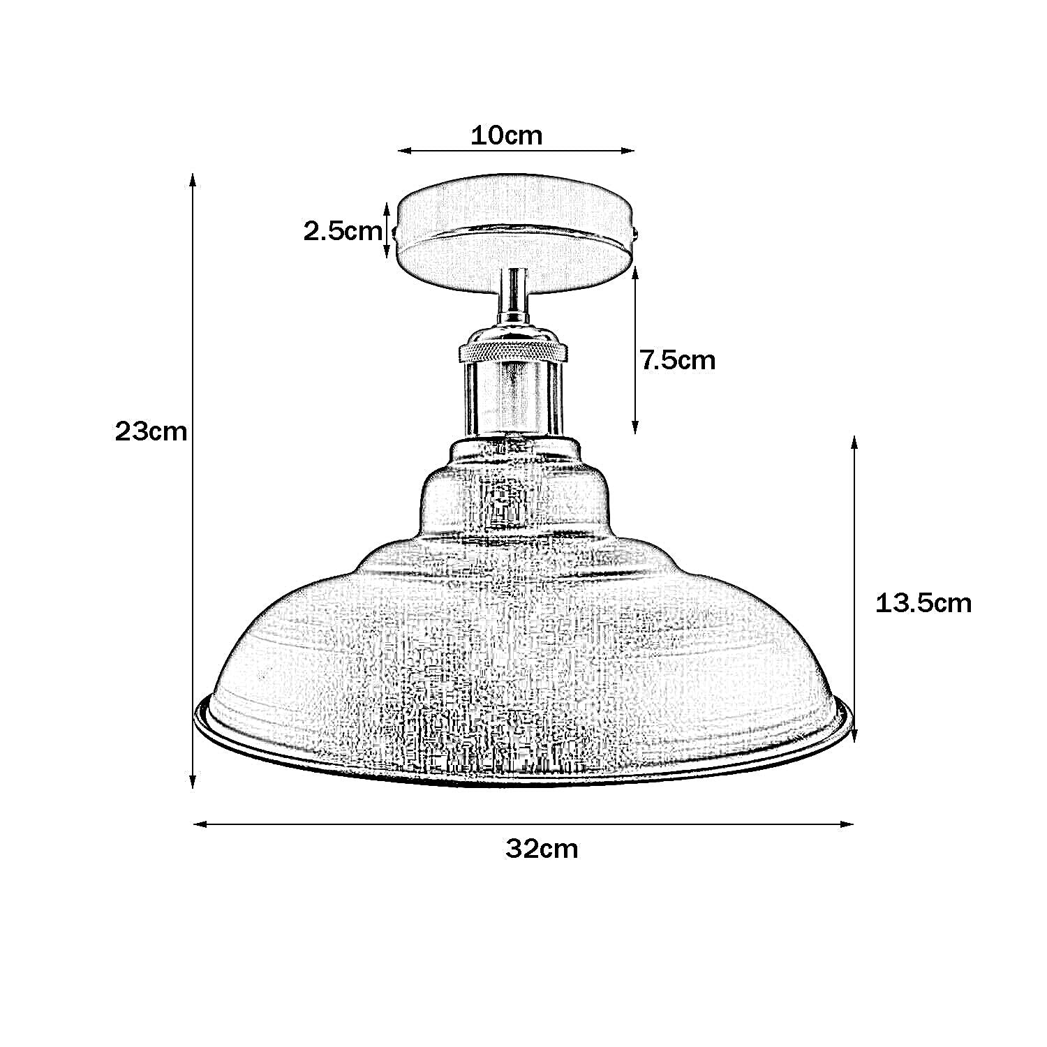 Industrial Vintage Retro Flush Mount ceiling lamp in glossy orange, showcasing its stylish design and E27 lamp base.