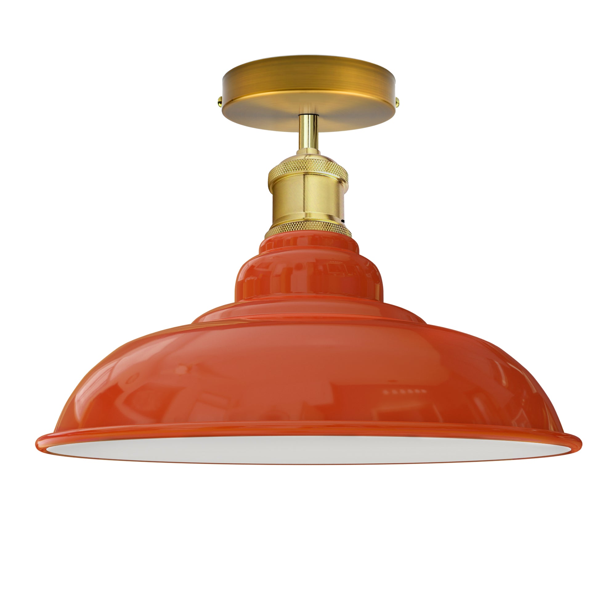 Industrial Vintage Retro Flush Mount ceiling lamp in glossy orange, showcasing its stylish design and E27 lamp base.