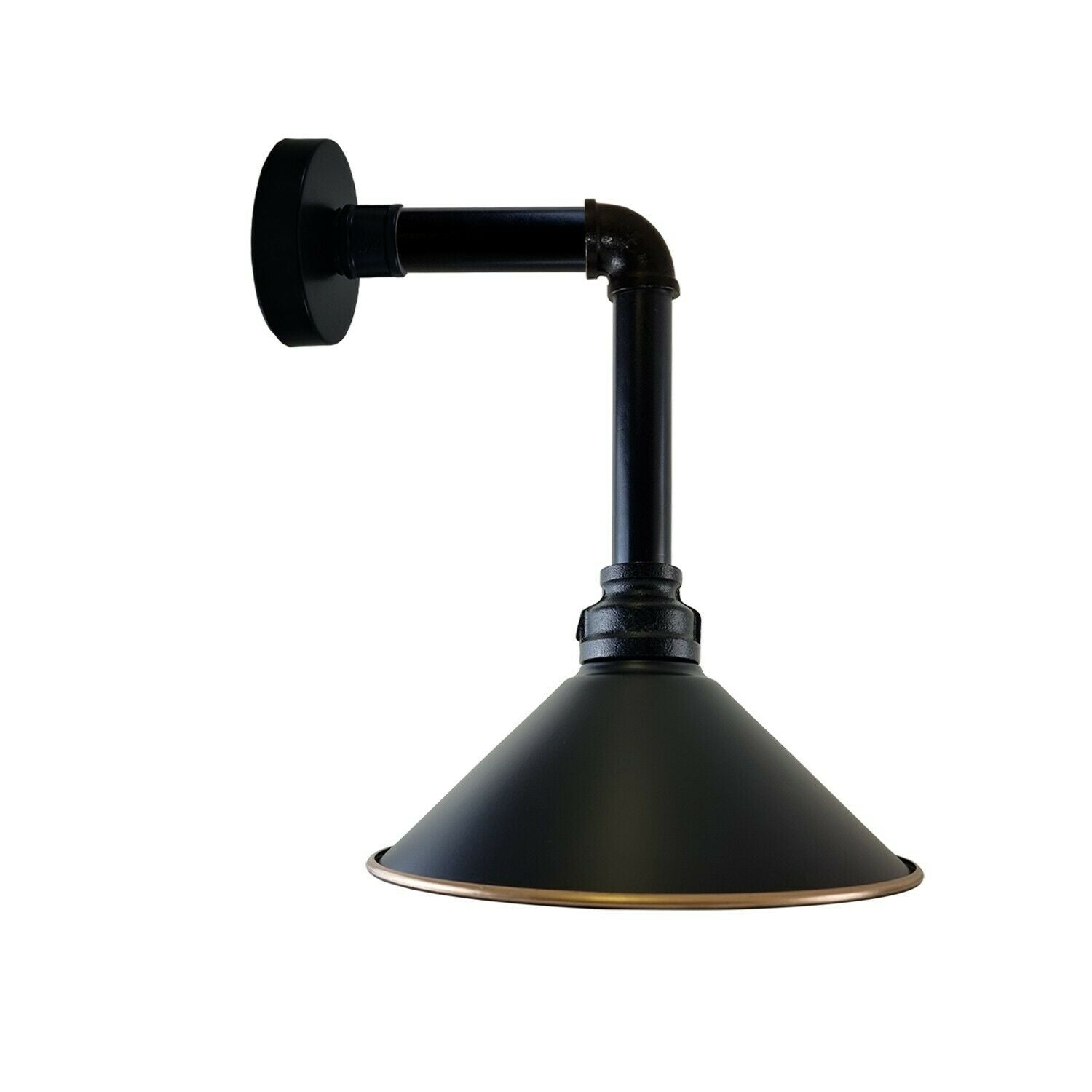 Industrial Vintage Retro Pipe Sconces Wall Light with dome black shade, showcasing its stylish design and metal construction.