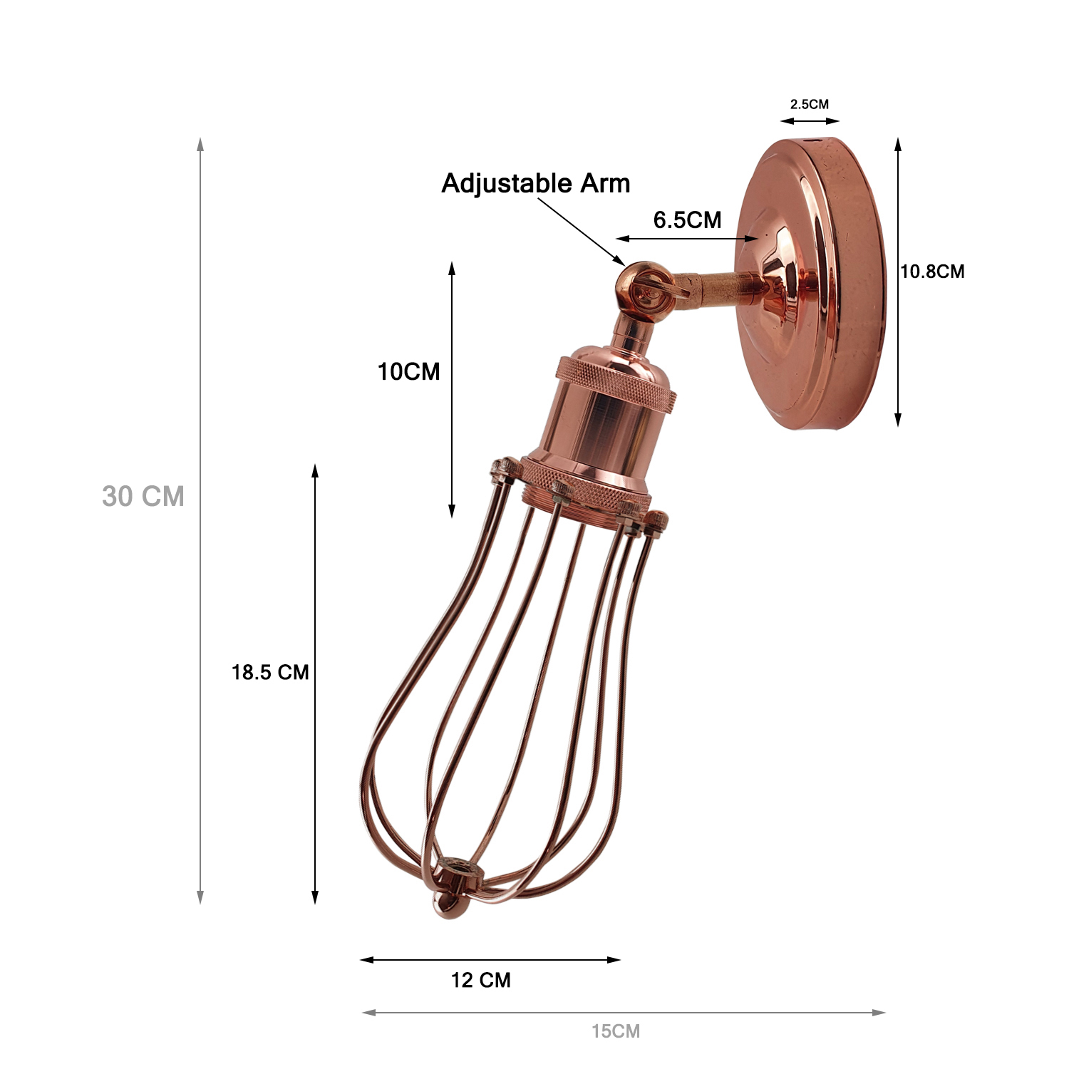 Industrial Vintage Retro Rose Gold Sconce Wall Light with balloon-shaped cage design, perfect for elegant home decor.