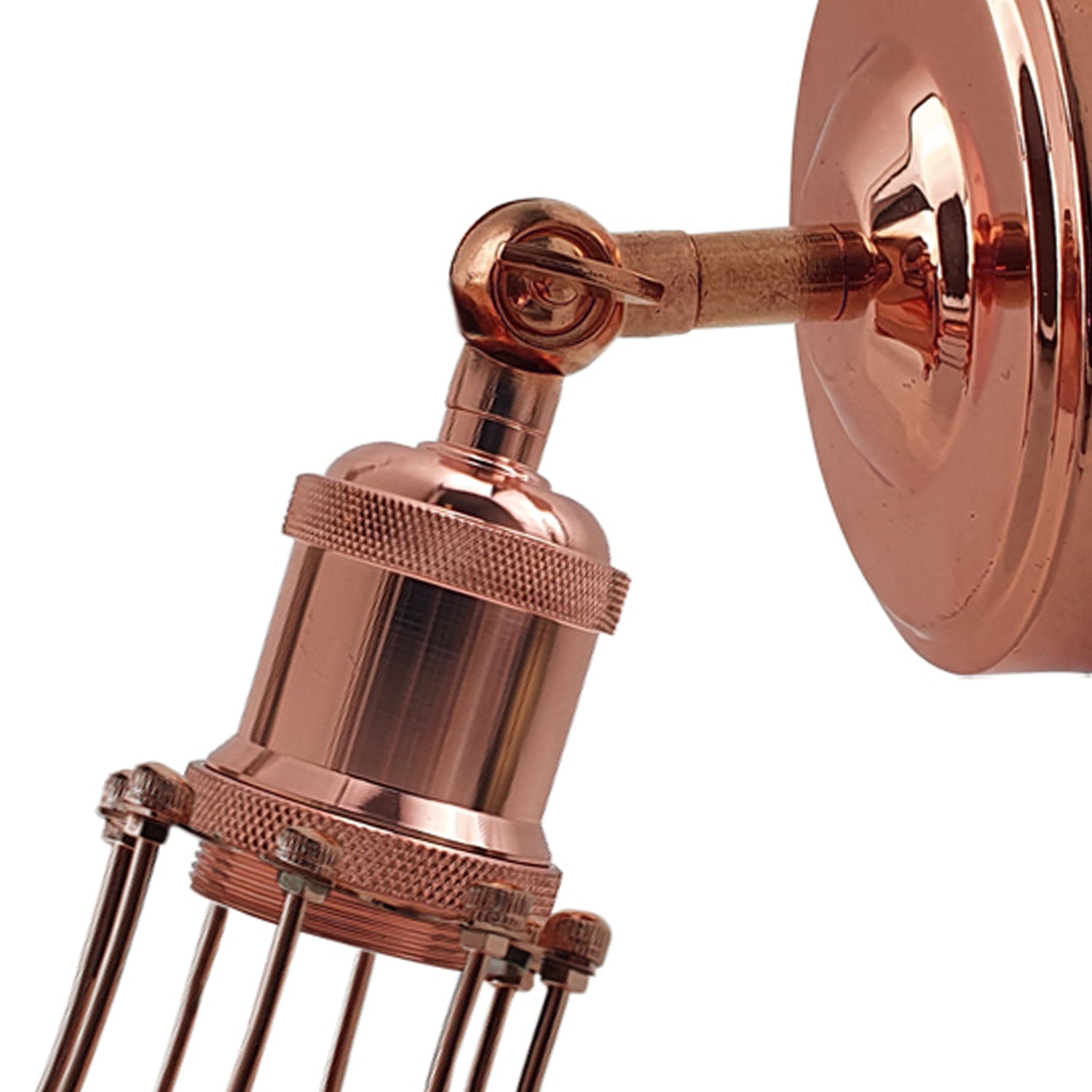 Industrial Vintage Retro Rose Gold Sconce Wall Light with balloon-shaped cage design, perfect for elegant home decor.