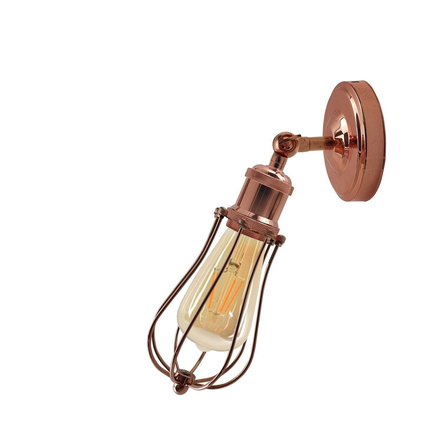 Industrial Vintage Retro Rose Gold Sconce Wall Light with balloon-shaped cage design, perfect for elegant home decor.