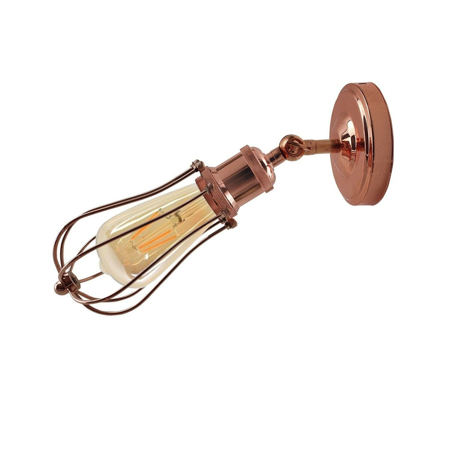 Industrial Vintage Retro Rose Gold Sconce Wall Light with balloon-shaped cage design, perfect for elegant home decor.