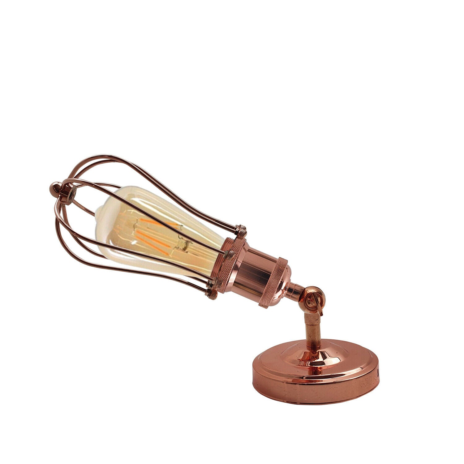 Industrial Vintage Retro Rose Gold Sconce Wall Light with balloon-shaped cage design, perfect for elegant home decor.