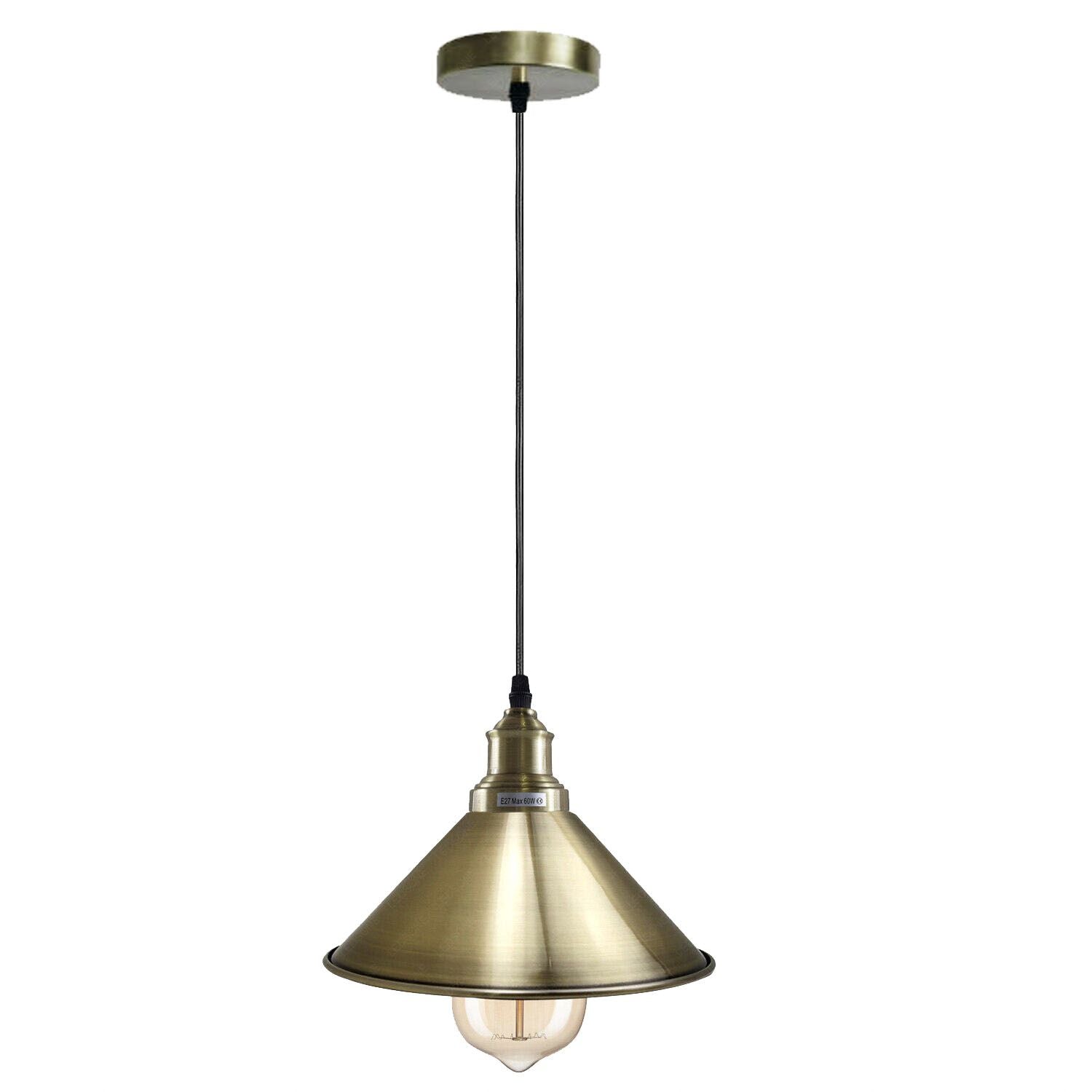 Industrial Vintage single ceiling pendant light in green metal cone design, showcasing its stylish and durable construction.