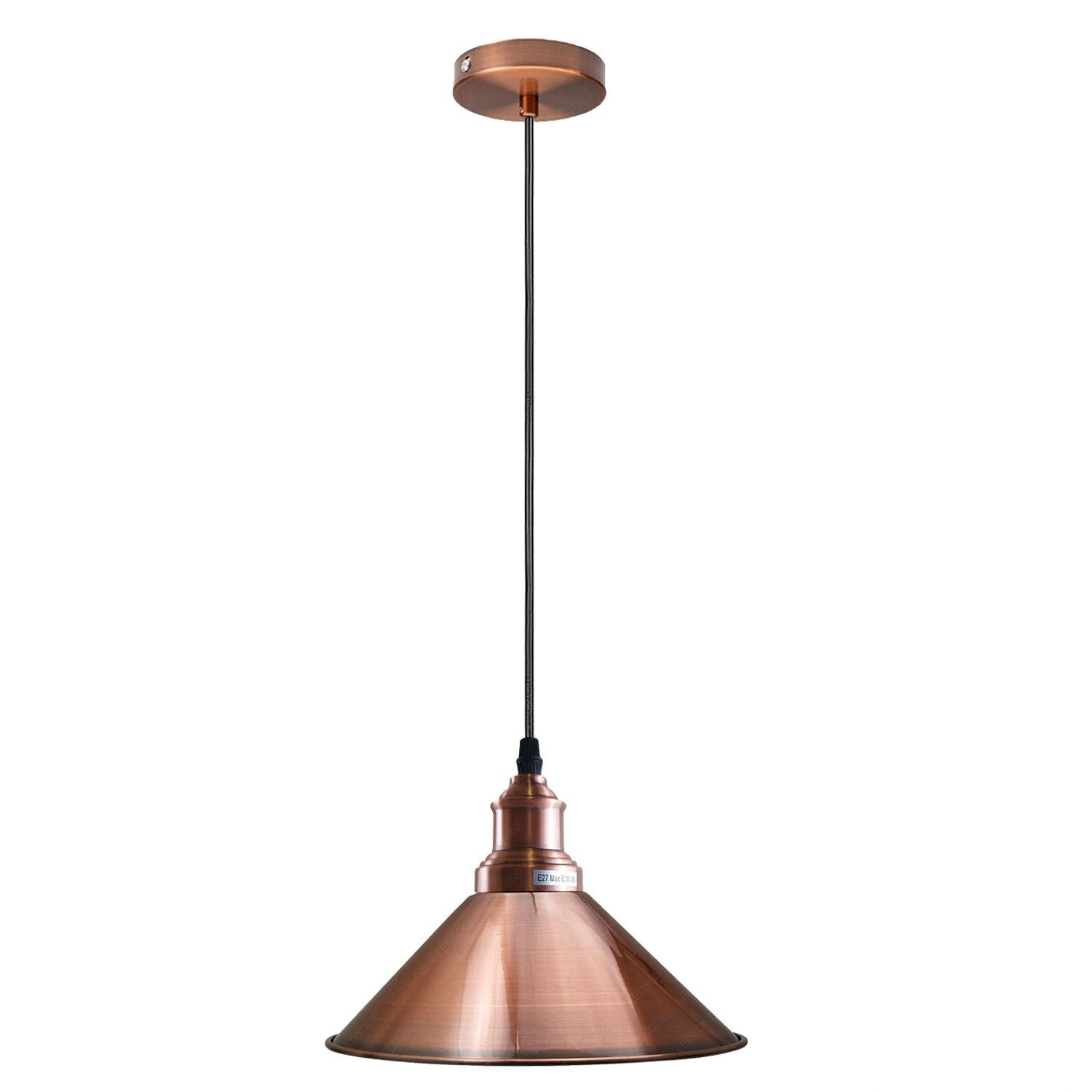 Industrial Vintage single ceiling pendant light in copper with a metal cone shade, showcasing a stylish design suitable for home decor.