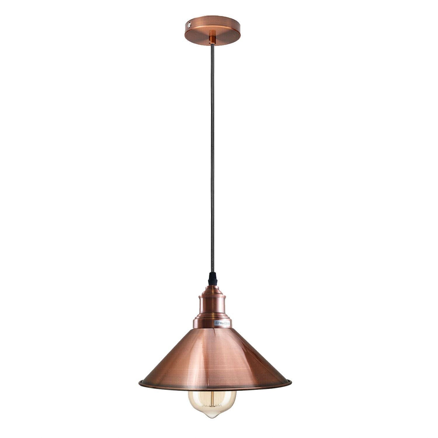 Industrial Vintage single ceiling pendant light in copper with a metal cone shade, showcasing a stylish design suitable for home decor.