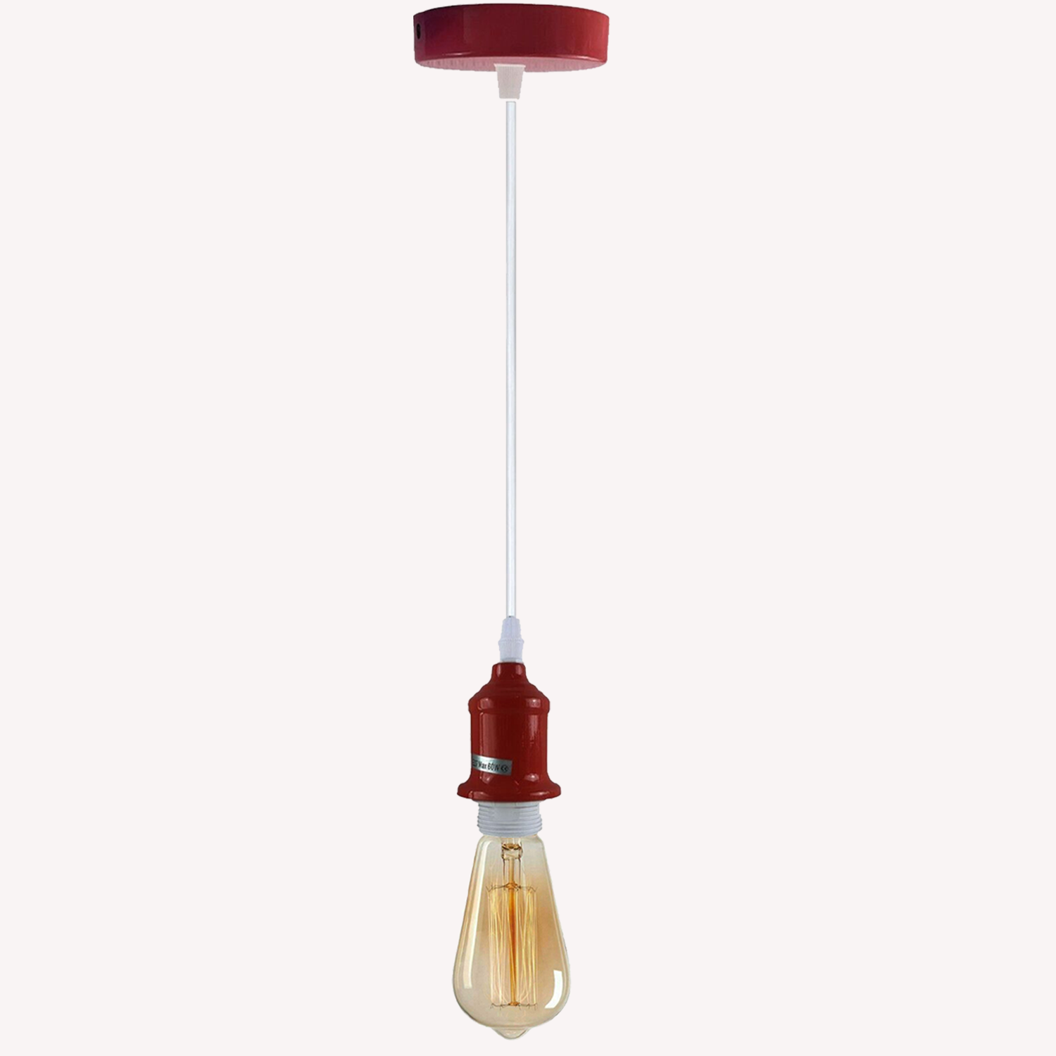 Industrial Vintage Ceiling Light Fitting in burgundy color, showcasing a stylish pendant design with an E27 bulb holder.