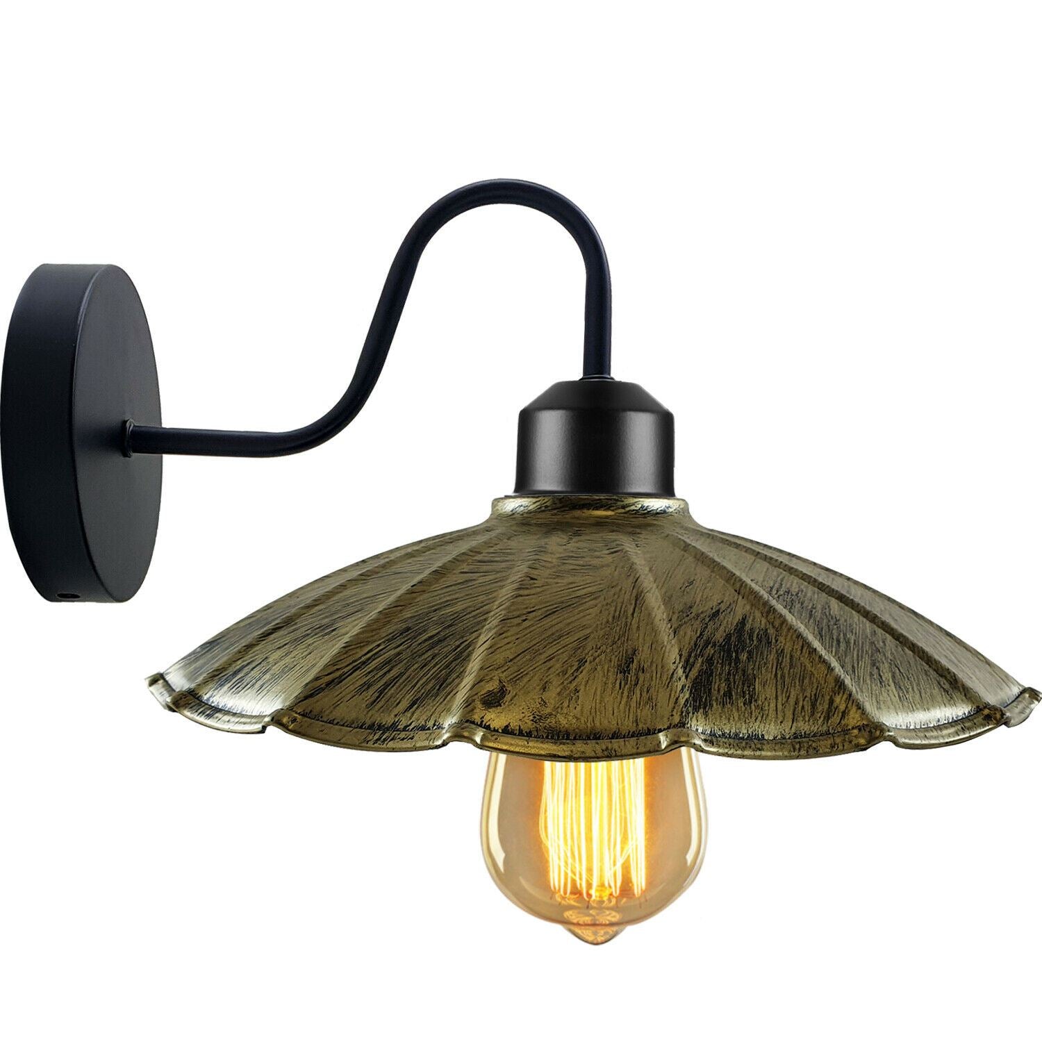 Industrial wall light with a metal lamp shade in various colors, showcasing rustic elegance and modern design.