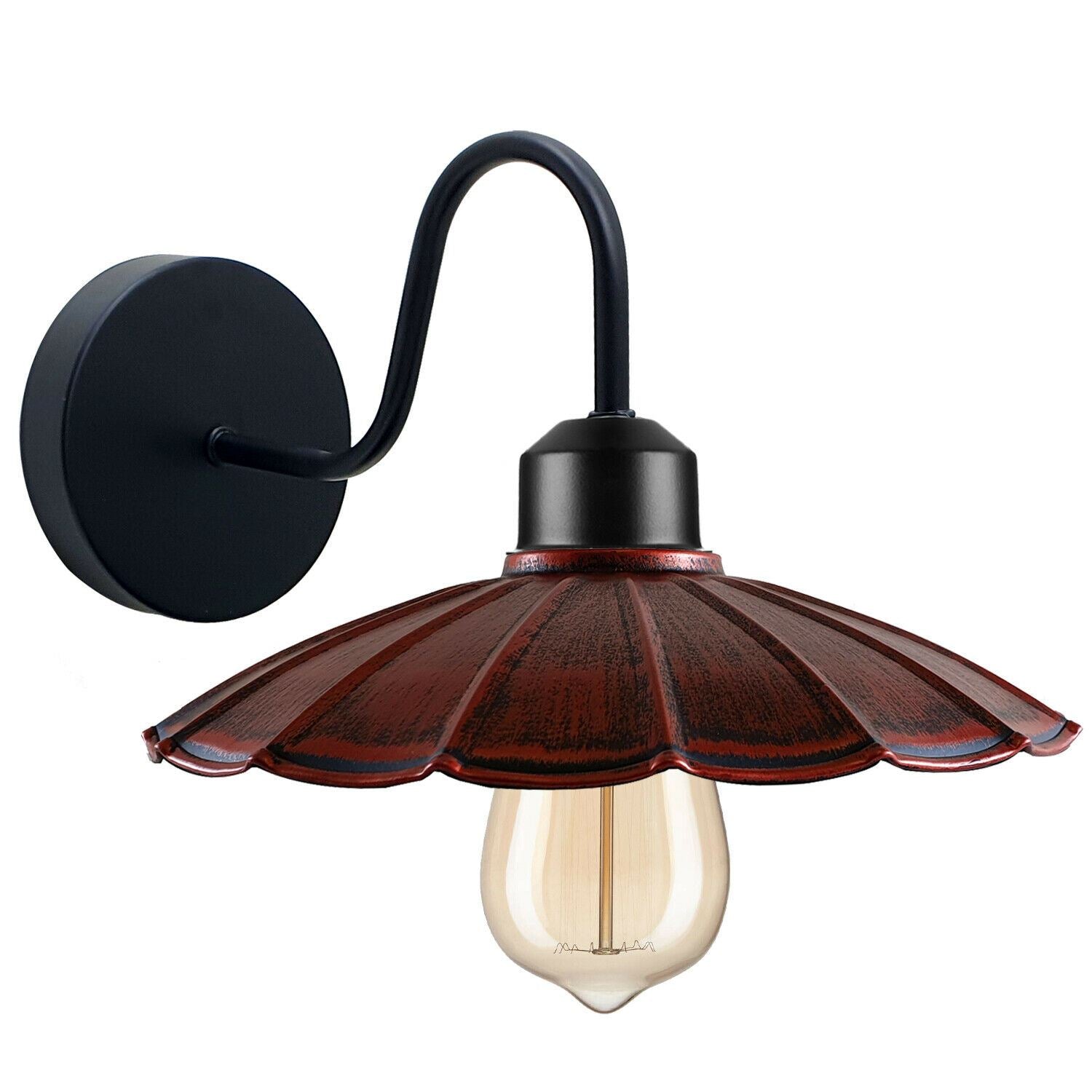 Industrial wall light with a metal lamp shade in various colors, showcasing rustic elegance and modern design.