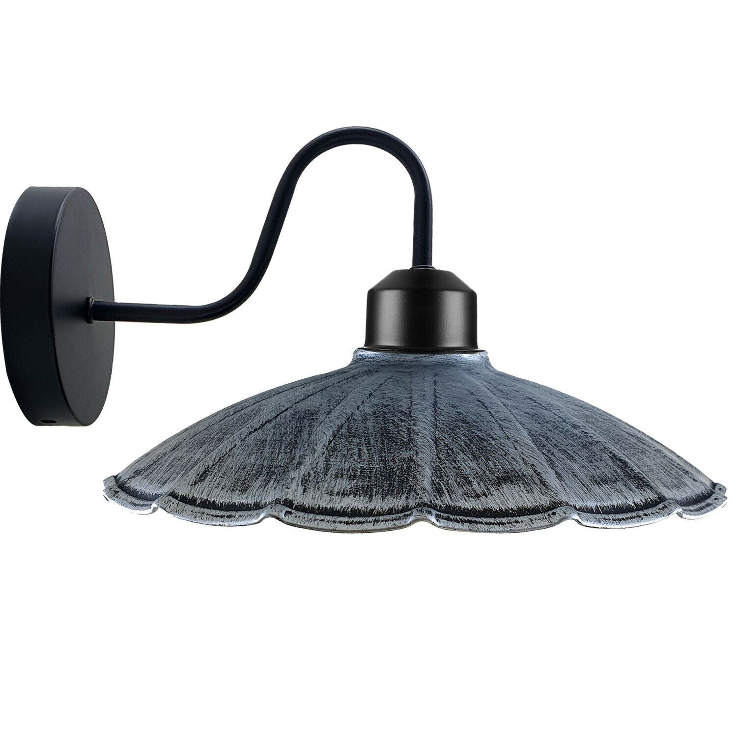 Industrial wall light with a metal lamp shade in various colors, showcasing rustic elegance and modern design.