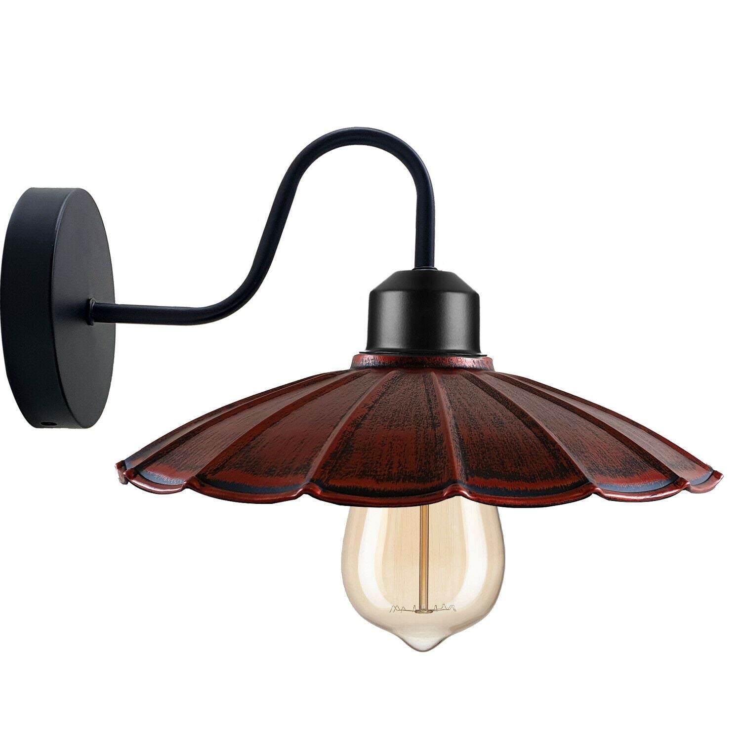 Industrial wall light with a metal lamp shade in various colors, showcasing rustic elegance and modern design.