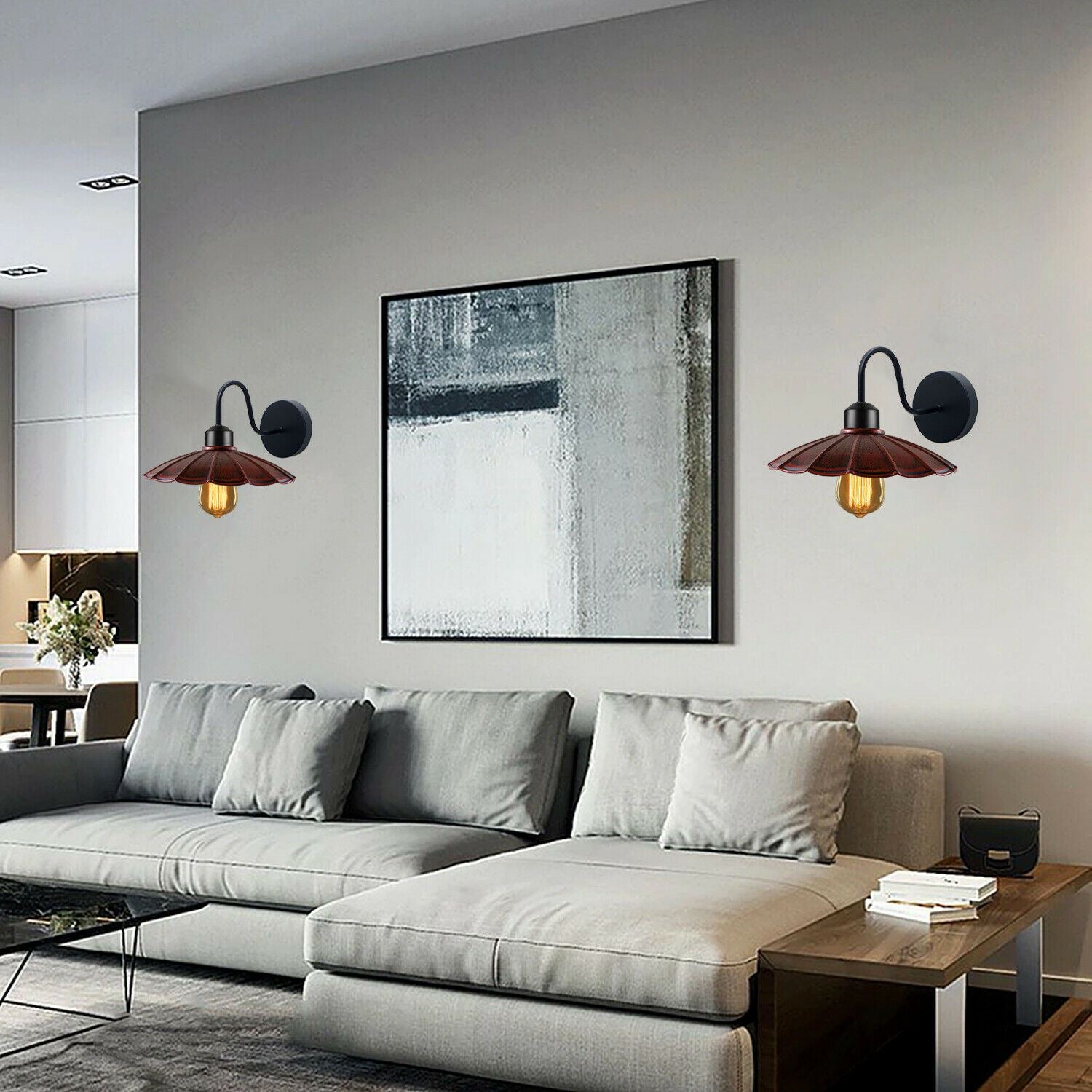 Industrial wall light with a metal lamp shade in various colors, showcasing rustic elegance and modern design.