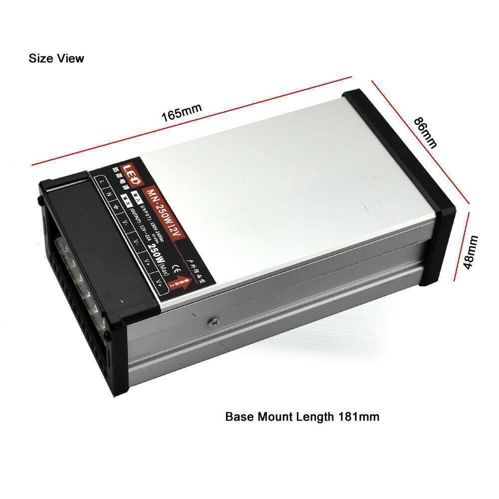 IP45 Rainproof 12V LED Driver Transformer Power Supply with aluminum casing, designed for outdoor LED lighting applications.