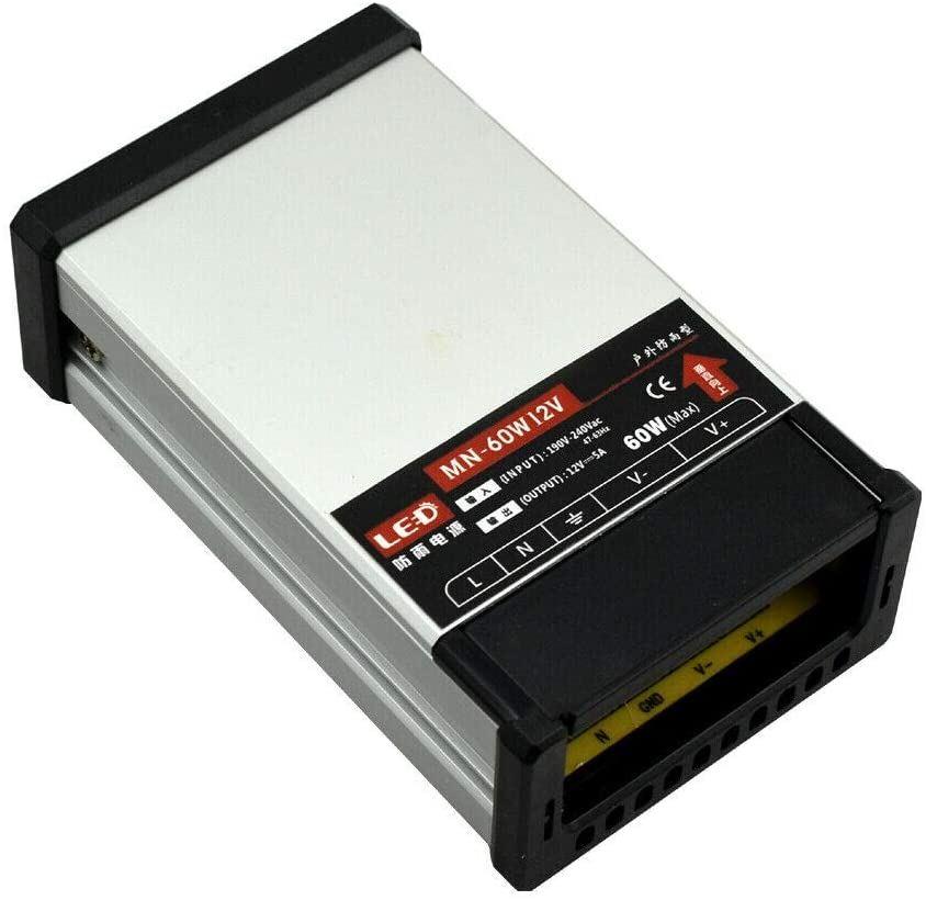 IP45 Rainproof 12V LED Driver Transformer Power Supply with aluminum casing, designed for outdoor LED lighting applications.