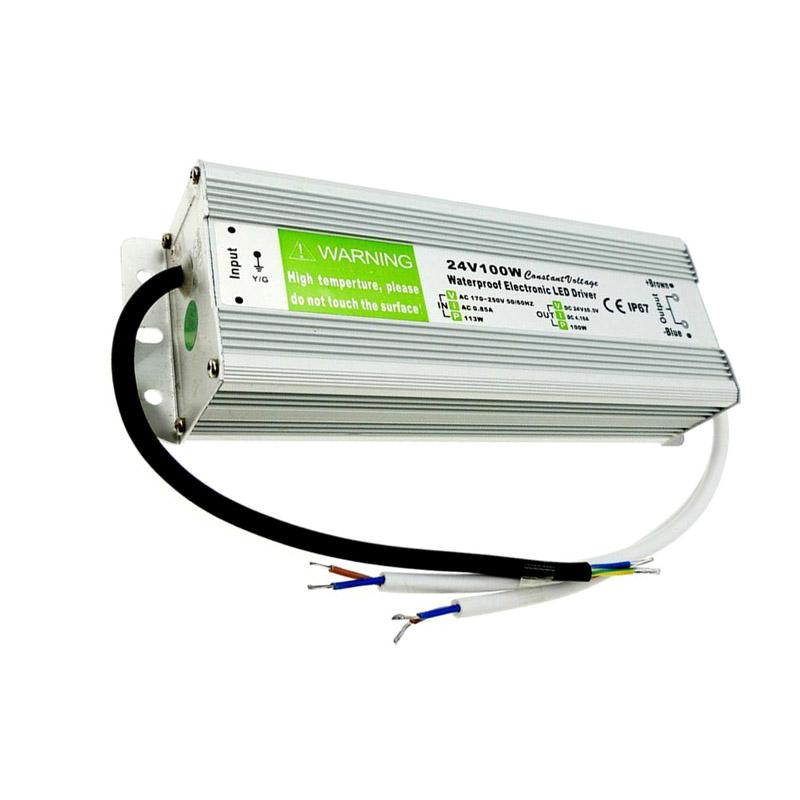 IP67 DC 24V 100W LED Driver Power Supply with waterproof casing, designed for outdoor use and equipped with safety features.