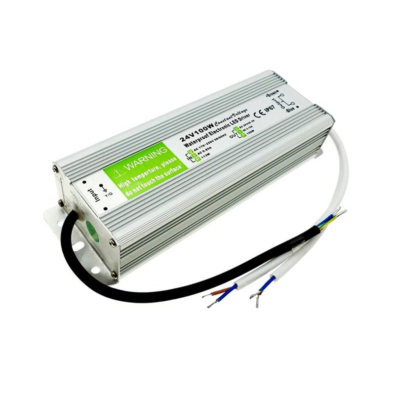 IP67 DC 24V 100W LED Driver Power Supply with waterproof casing, designed for outdoor use and equipped with safety features.