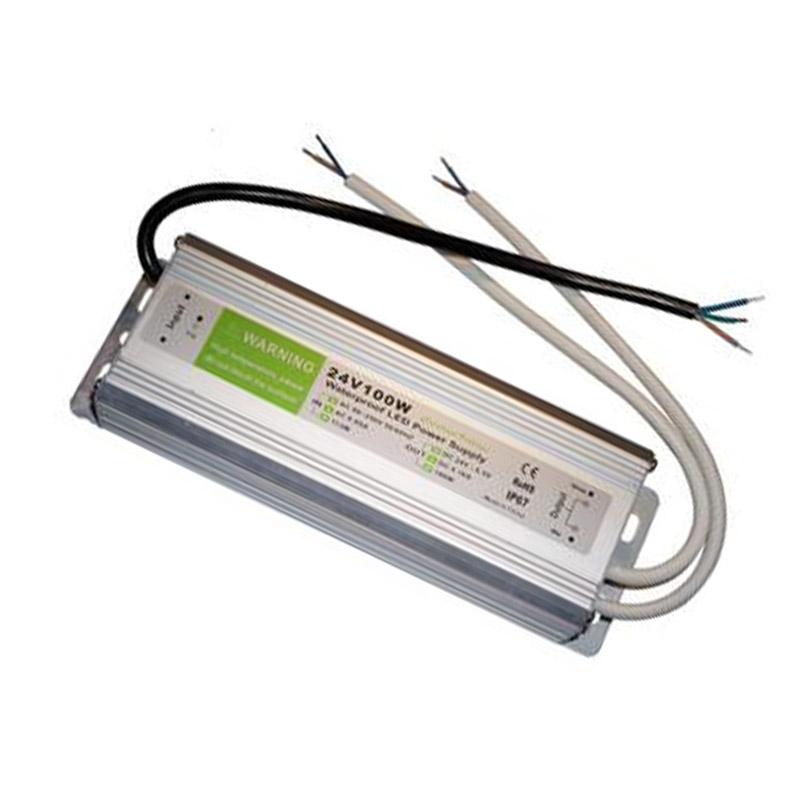 IP67 DC 24V 100W LED Driver Power Supply with waterproof casing, designed for outdoor use and equipped with safety features.