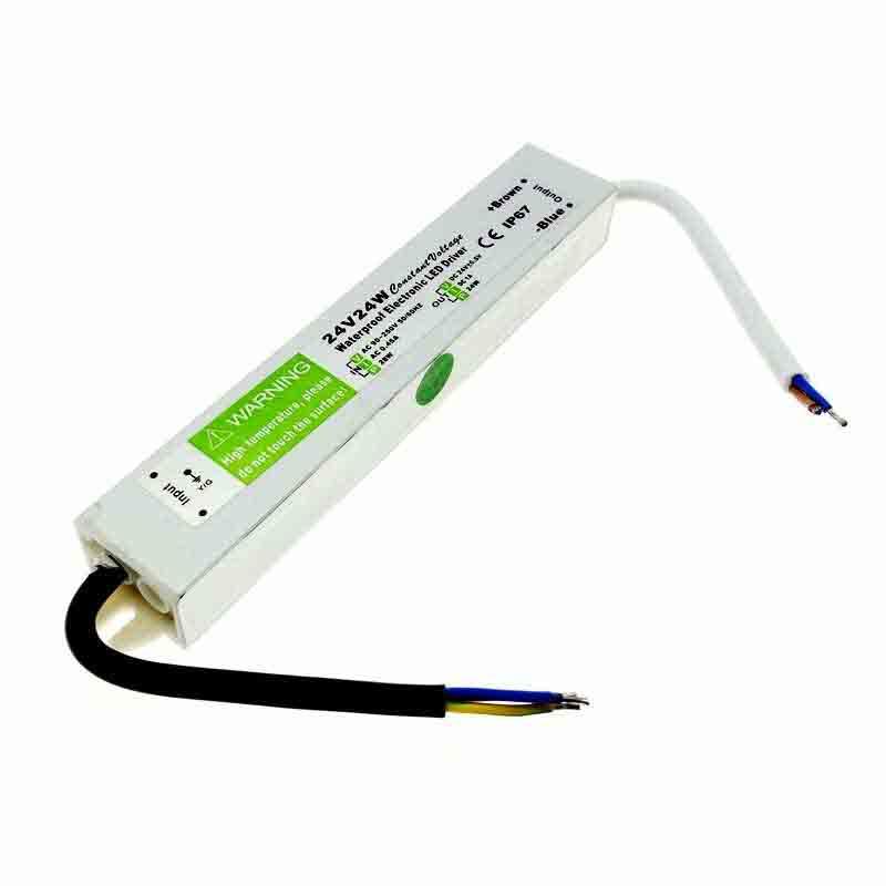 IP67 DC 24V 24W LED Driver Power Supply with waterproof casing and multiple protection features.