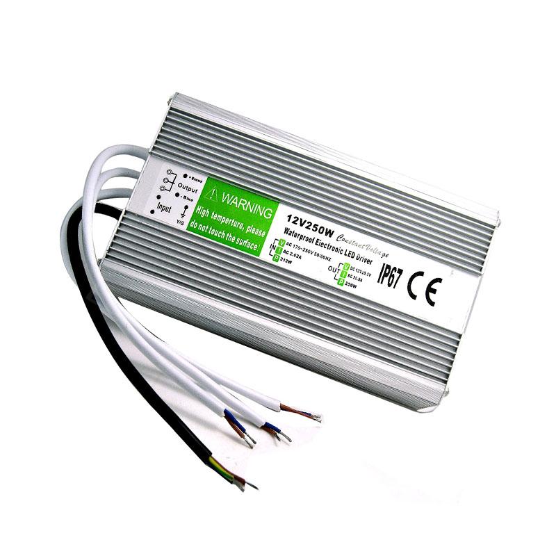 IP67 Waterproof LED Transformer 12V, showcasing its robust design and waterproof features, ideal for outdoor lighting applications.