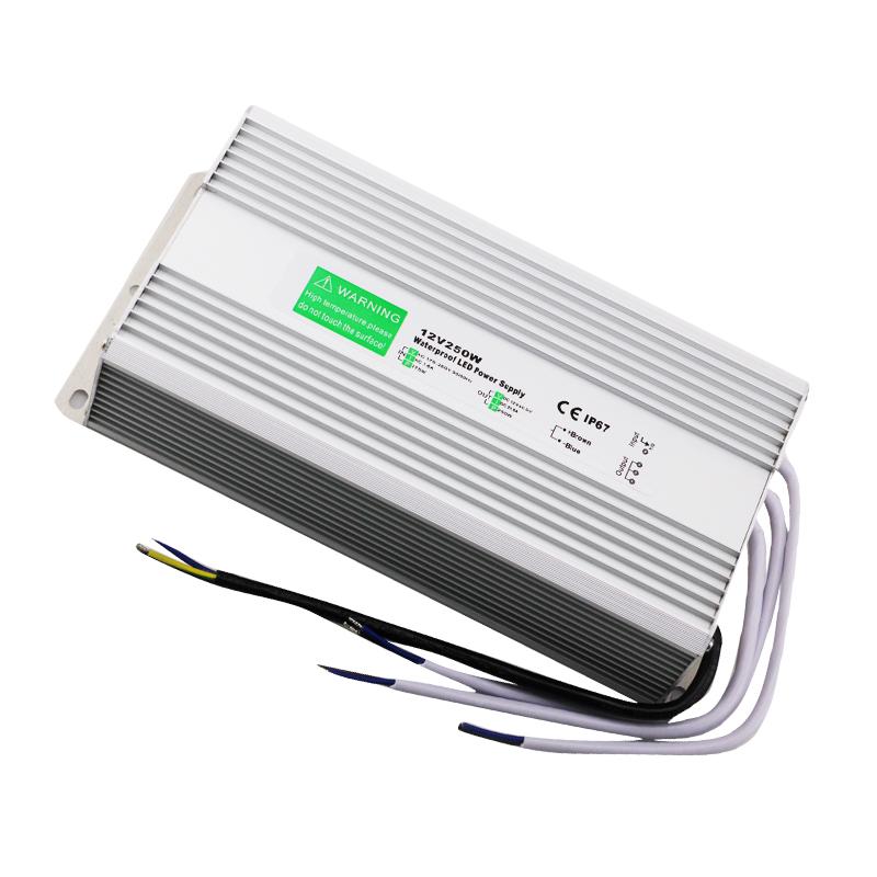 IP67 Waterproof LED Transformer 12V, showcasing its robust design and waterproof features, ideal for outdoor lighting applications.