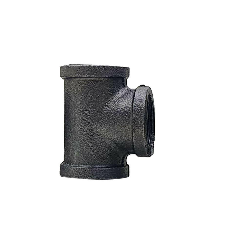 Iron Tee Pipe lighting part made of cast iron, featuring an antique style and screw connection, ideal for various decorative applications.