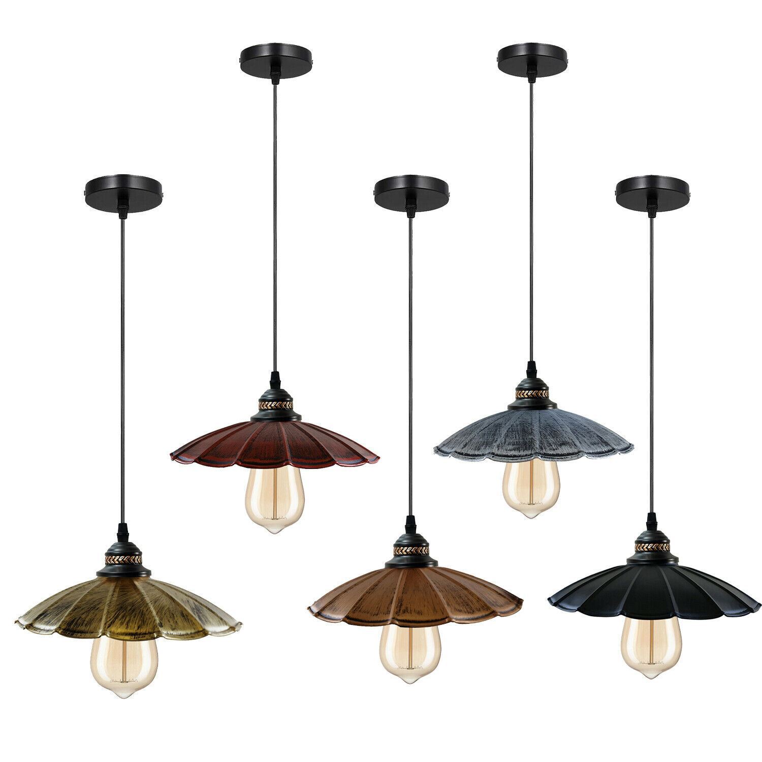 Stylish Kitchen Pendant Lighting with metal shade and E27 lamp base, available in multiple colors.