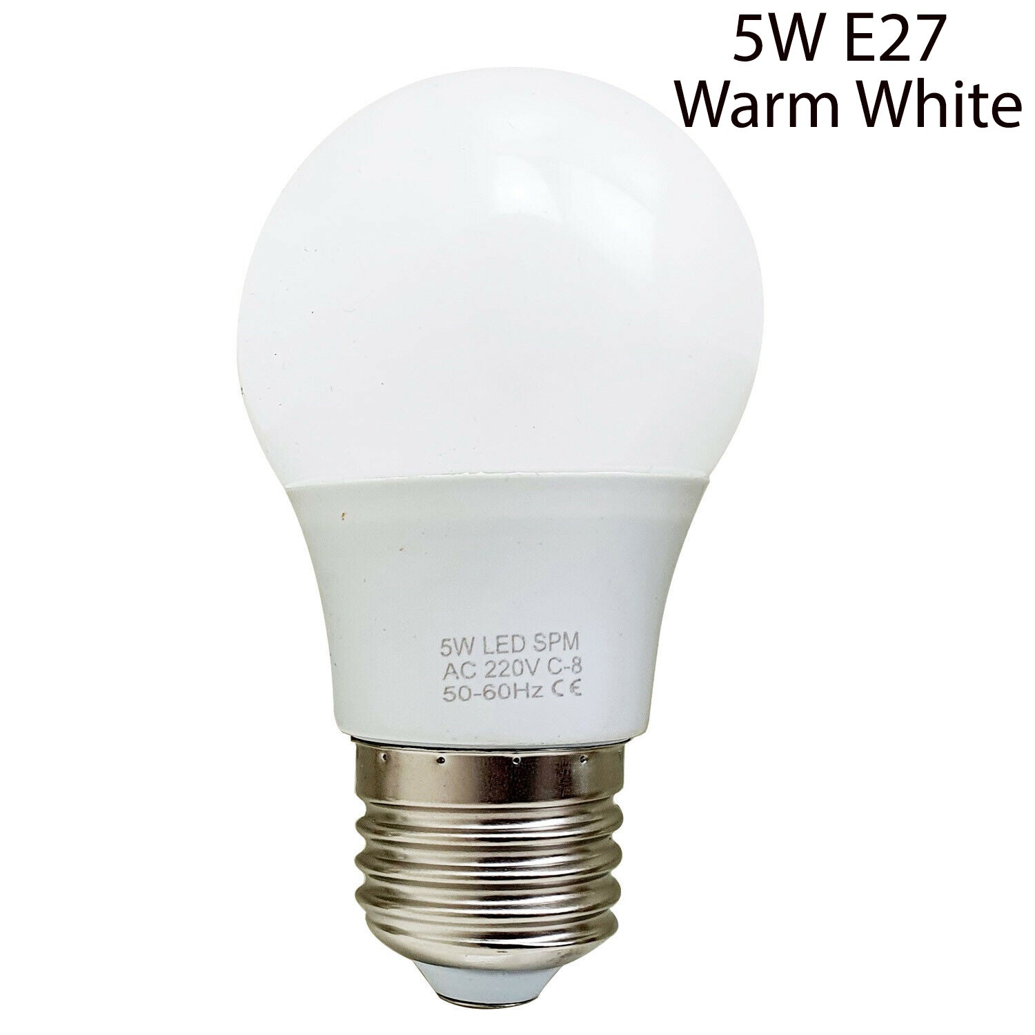 5W E27 LED bulb with warm white light, showcasing a frosted finish and thermal plastic body, ideal for home and office use.