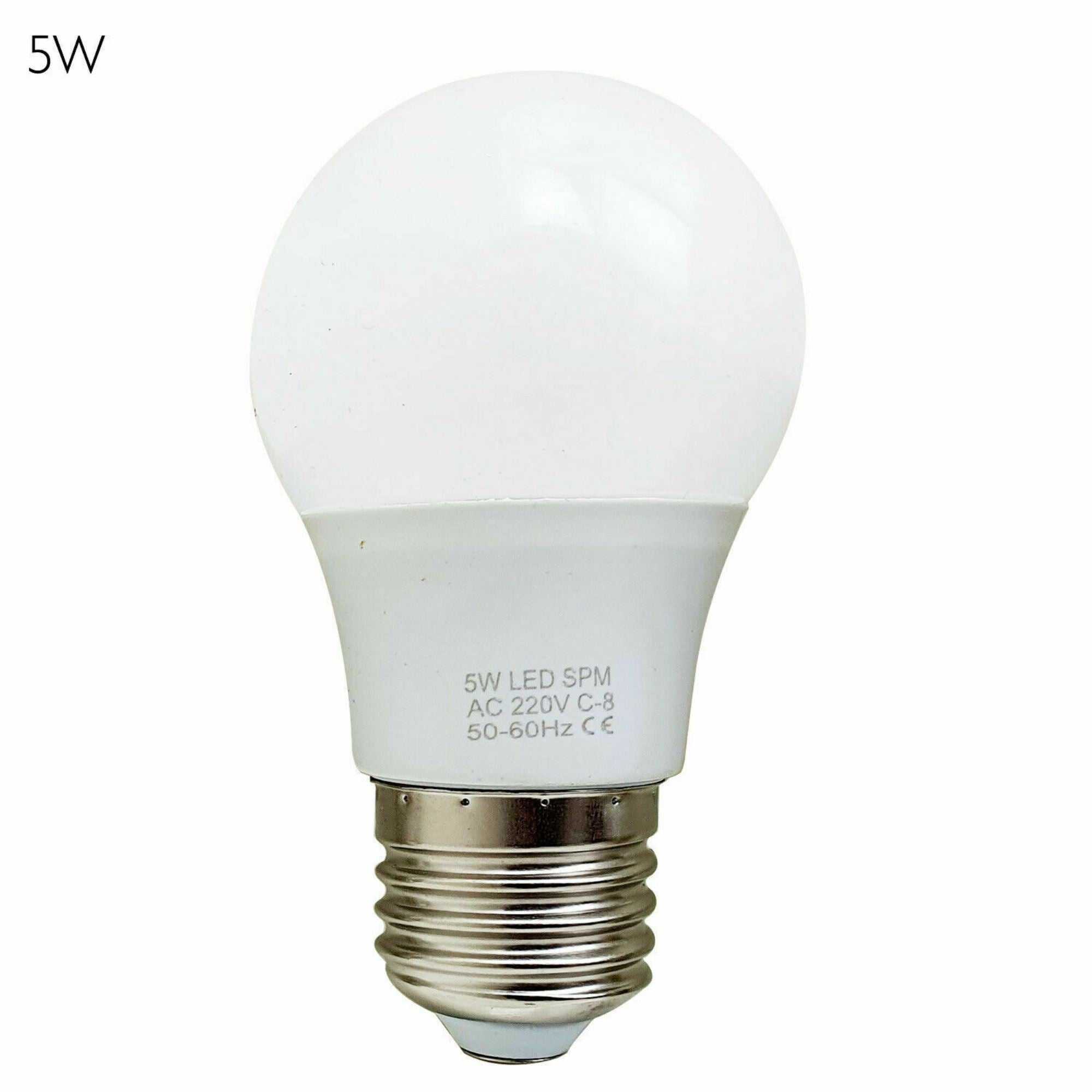 5W E27 LED bulb with warm white light, showcasing a frosted finish and thermal plastic body, ideal for home and office use.