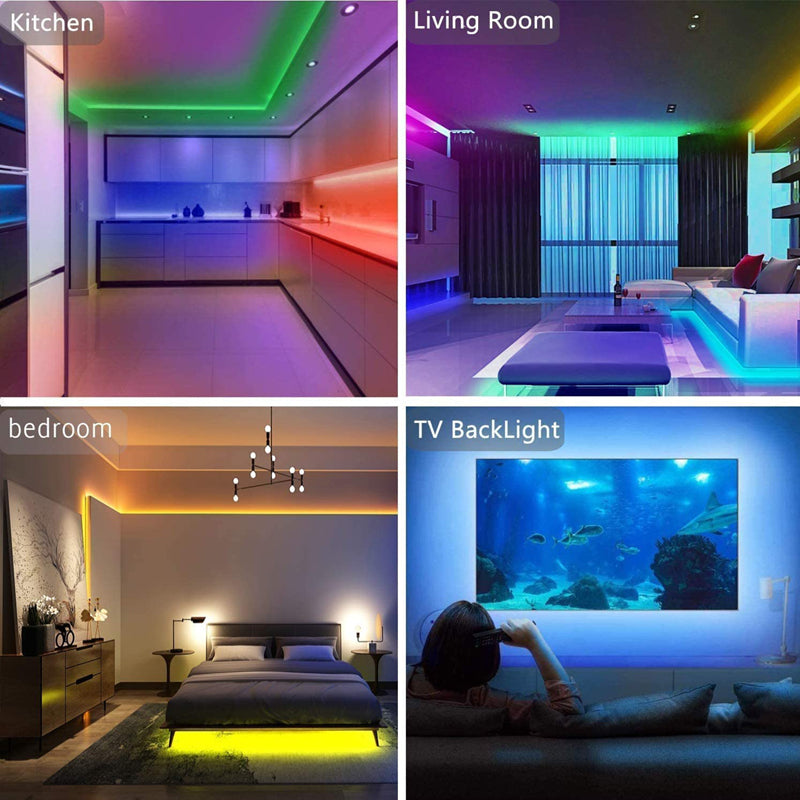 A vibrant 20-meter LED strip light showcasing RGB colors, perfect for indoor decoration and ambiance.