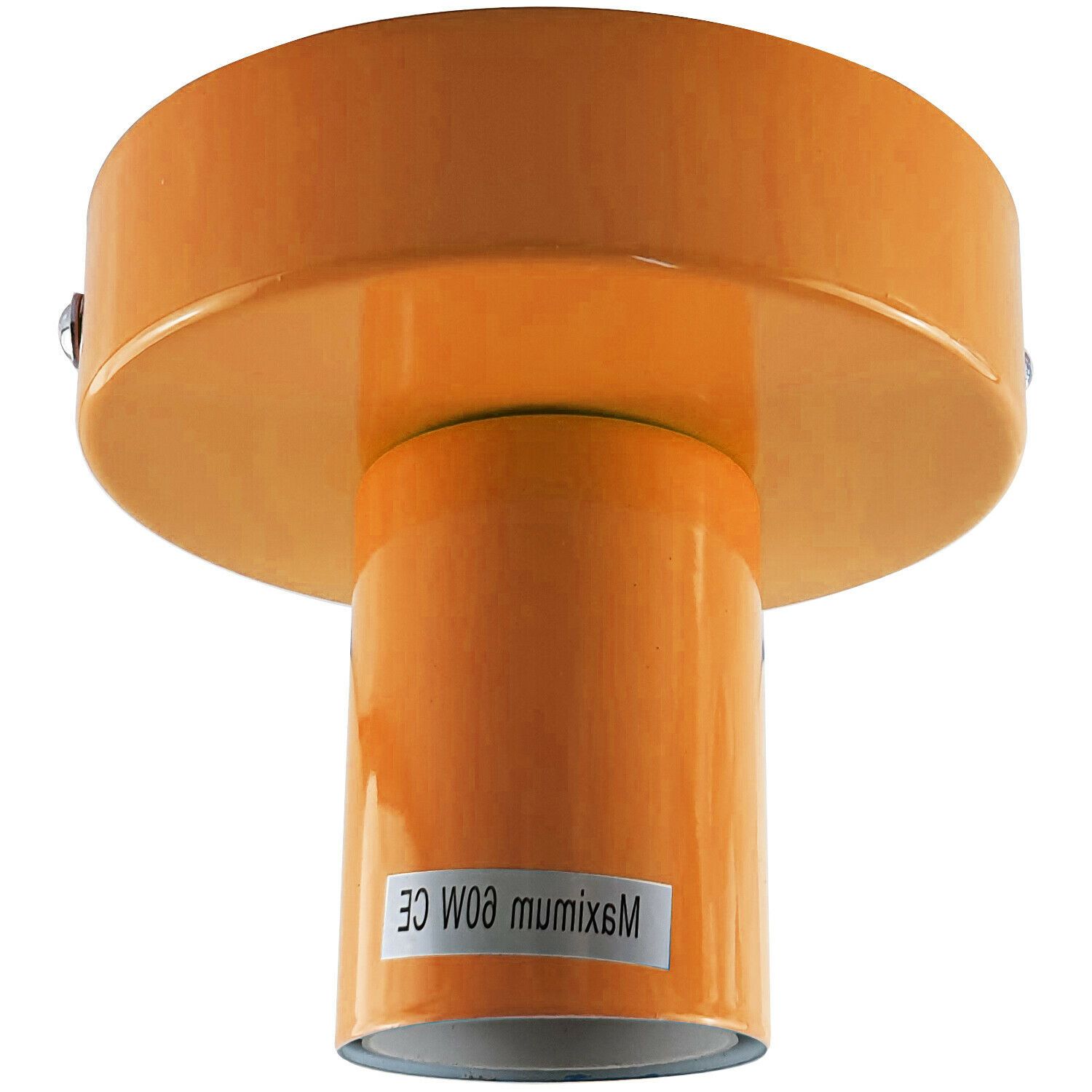 LEDSone industrial vintage orange flush mount ceiling light showcasing its unique design and E27 lamp base.