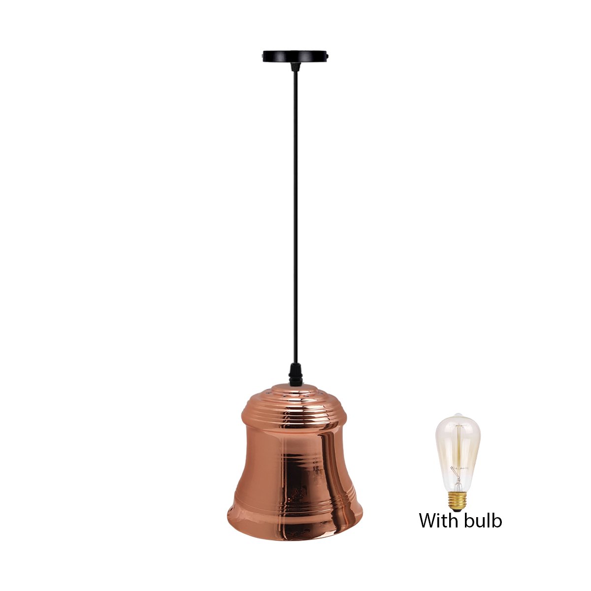 LEDSone industrial vintage pendant light in rose gold, showcasing its elegant design and E27 lamp base.